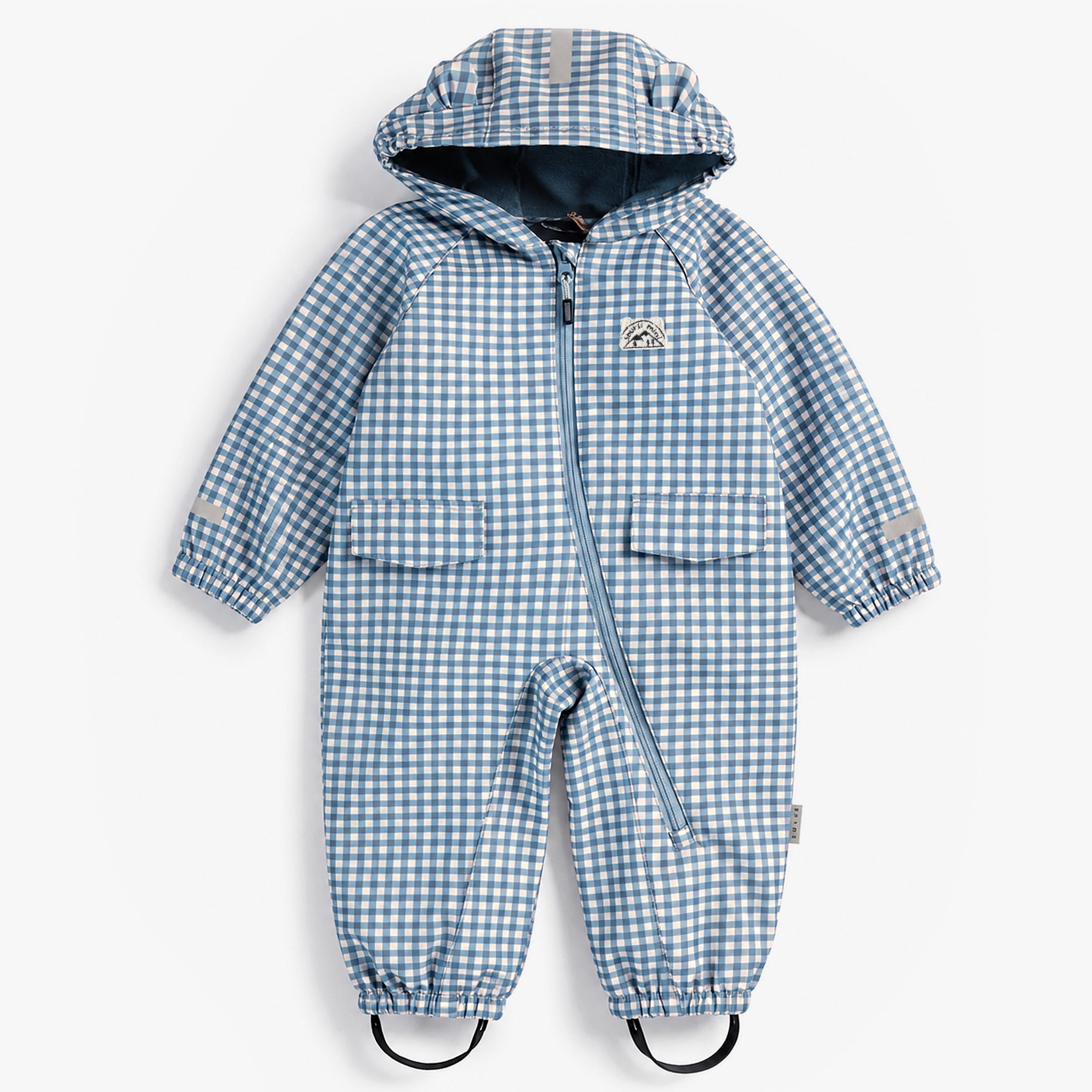 Une-pièce softshell bleu à carreaux, bébé