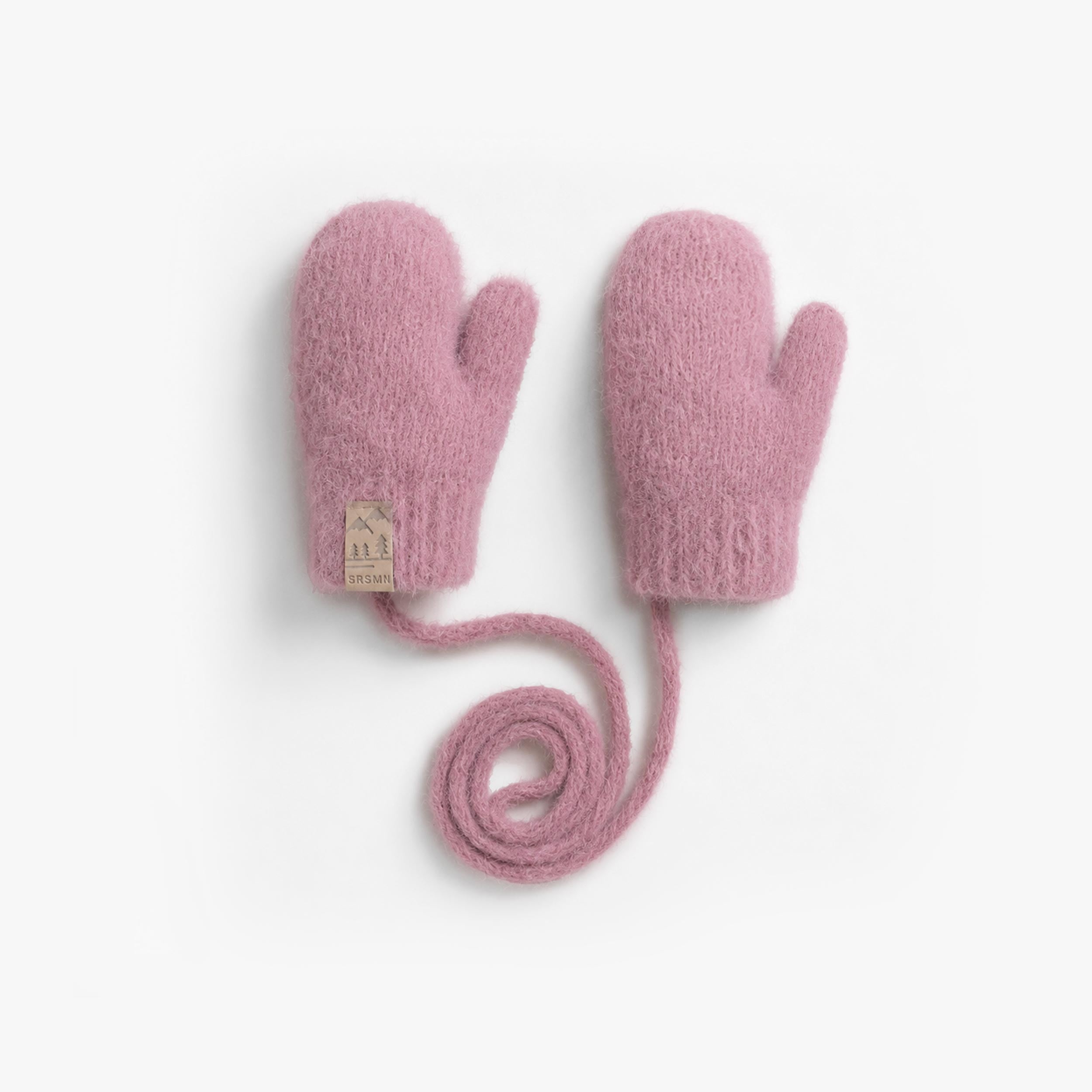 Pink fuzzy stretch knit mittens, baby