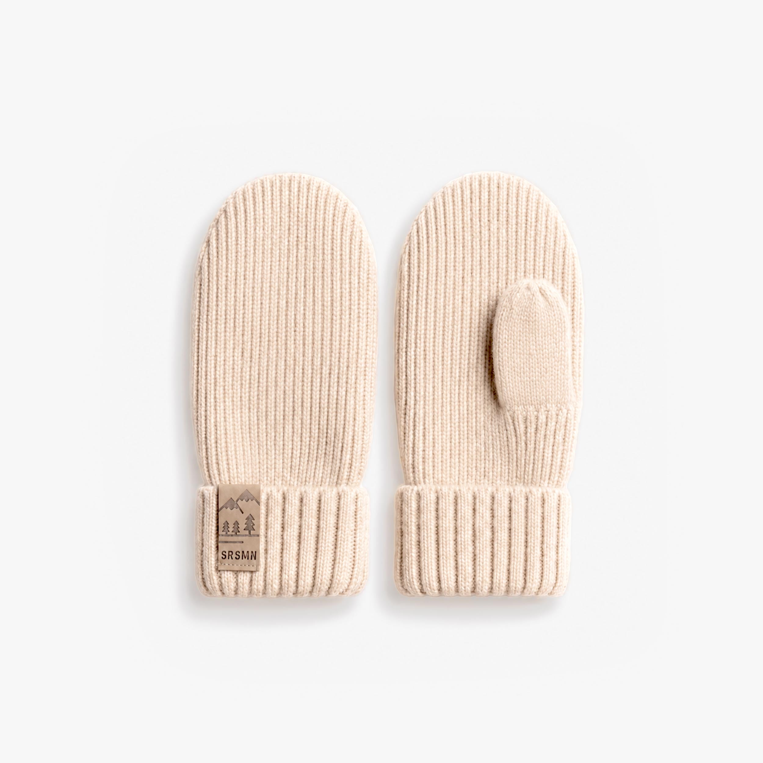 Mitaines crème en tricot, enfant fille