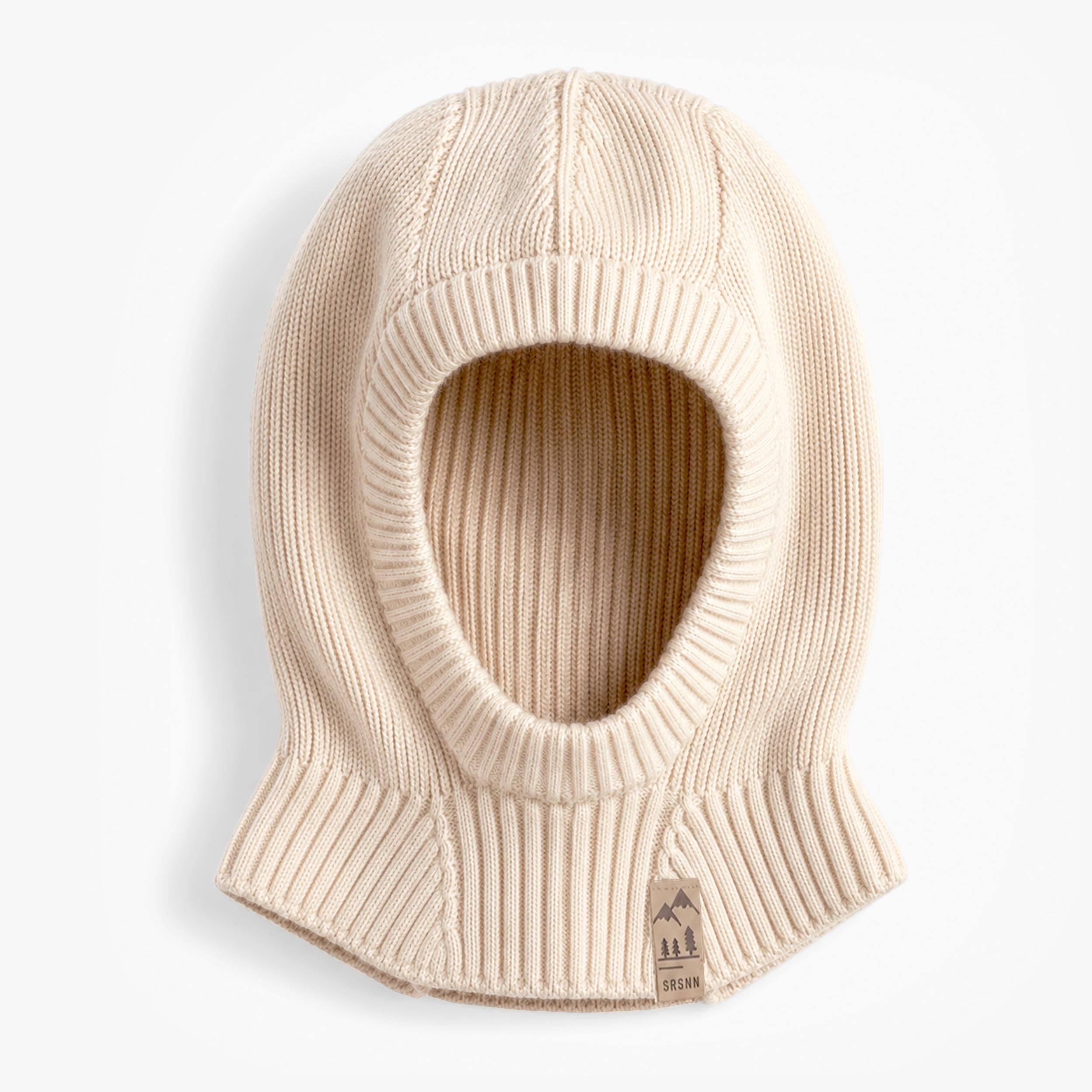 Passe-montagne crème en tricot, enfant fille