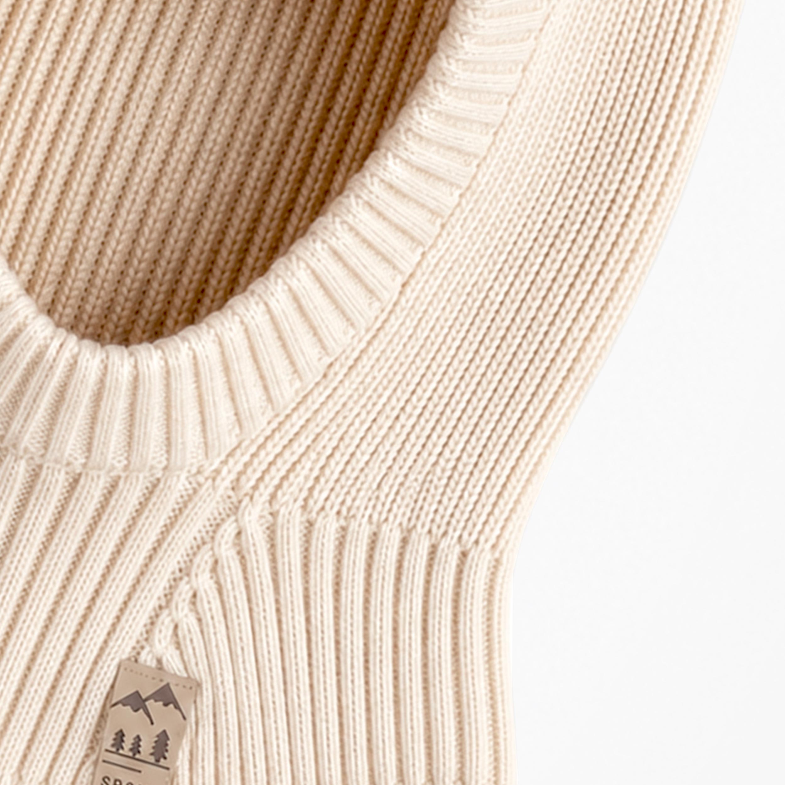 Passe-montagne crème en tricot, enfant fille
