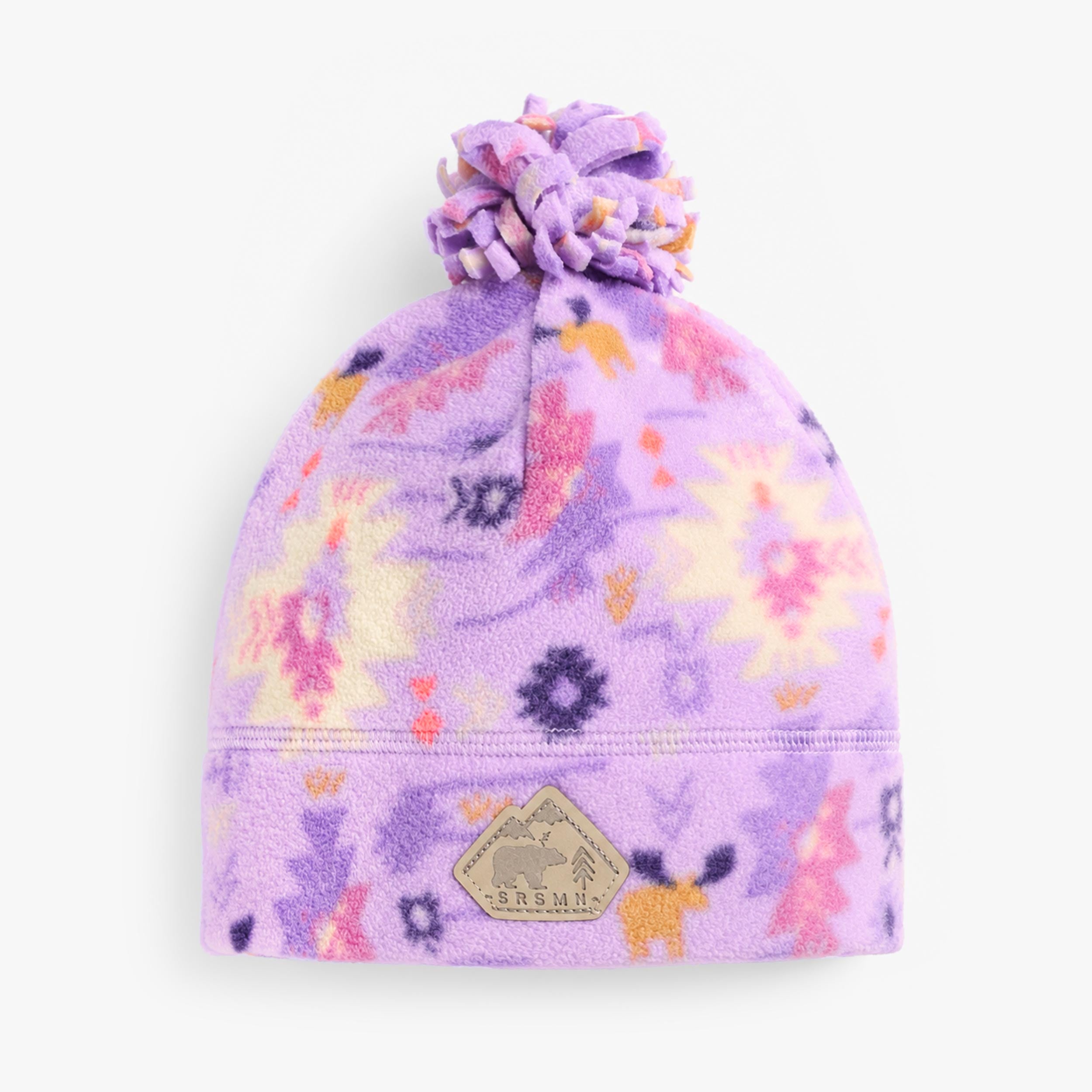 Tuque mauve imprimé en polar, enfant fille