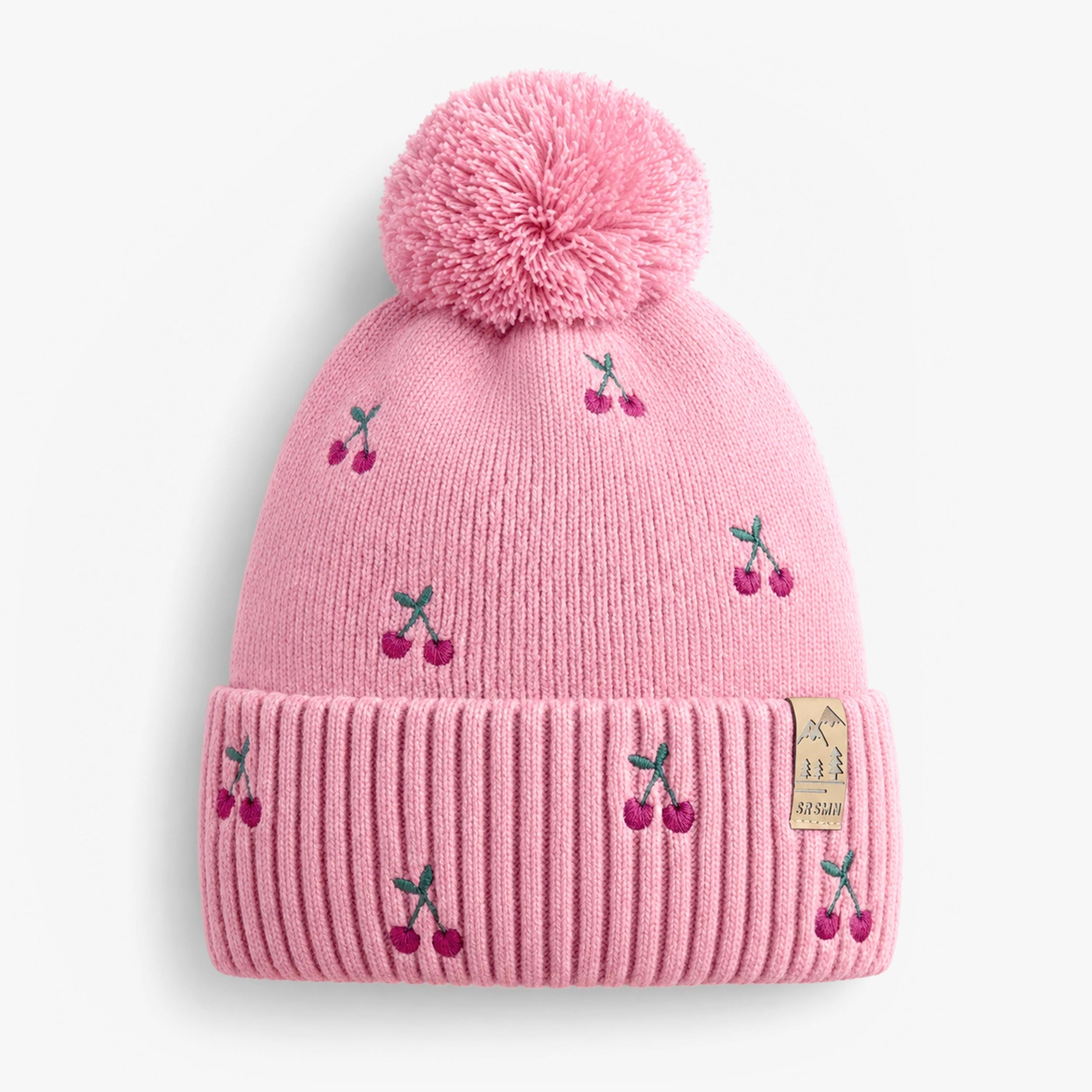 Tuque rose à cerises en tricot, enfant