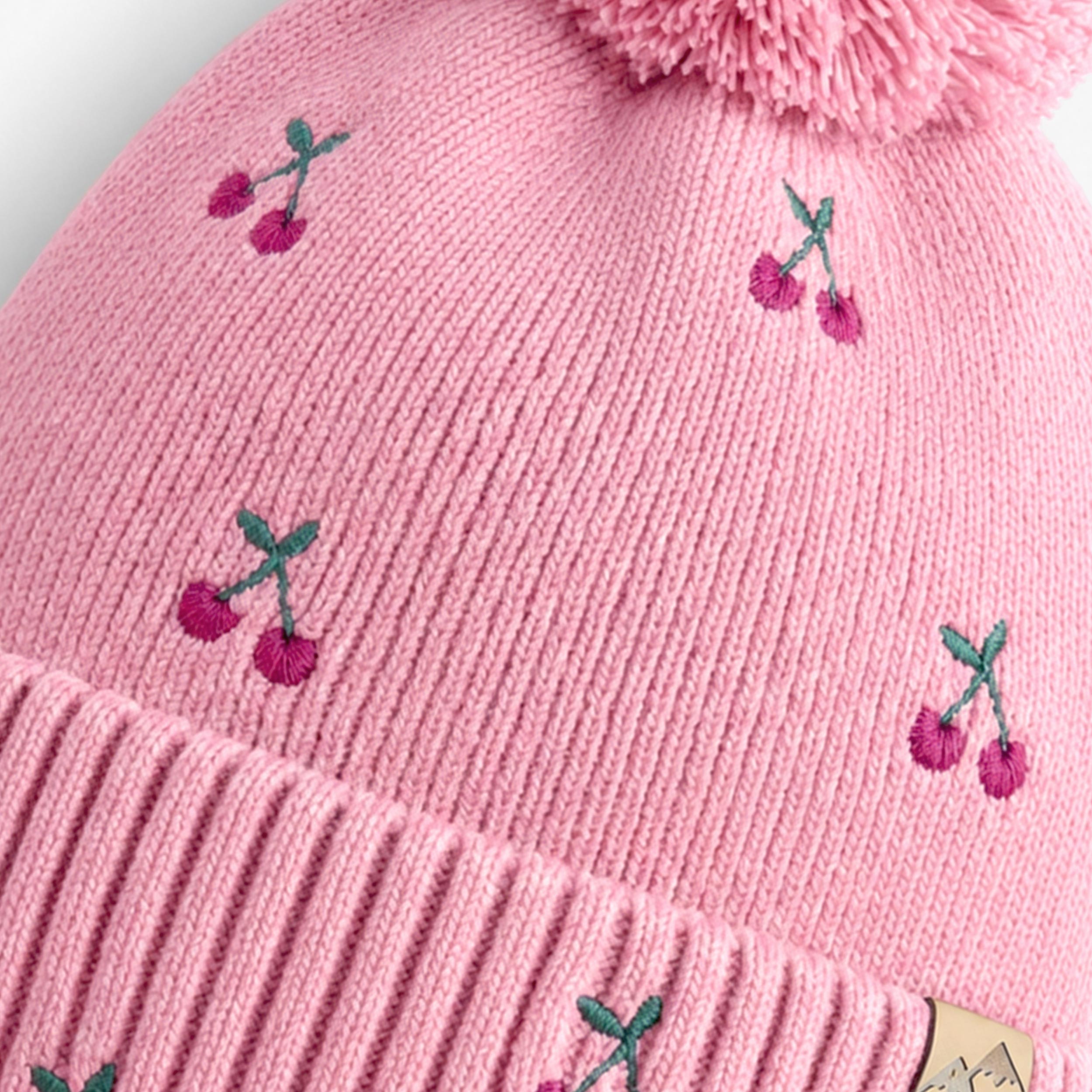 Tuque rose à cerises en tricot, enfant
