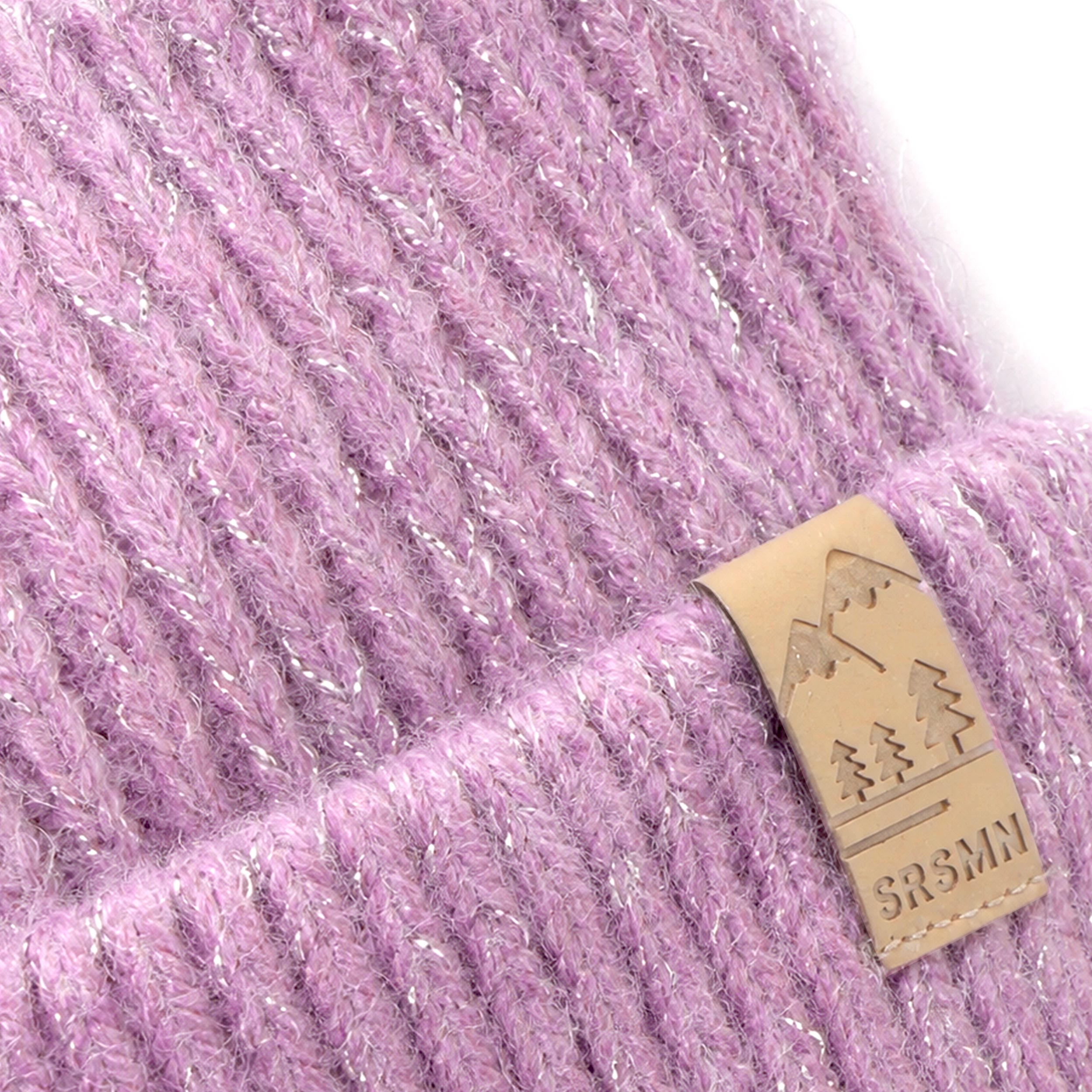Tuque mauve en tricot métallisé, enfant