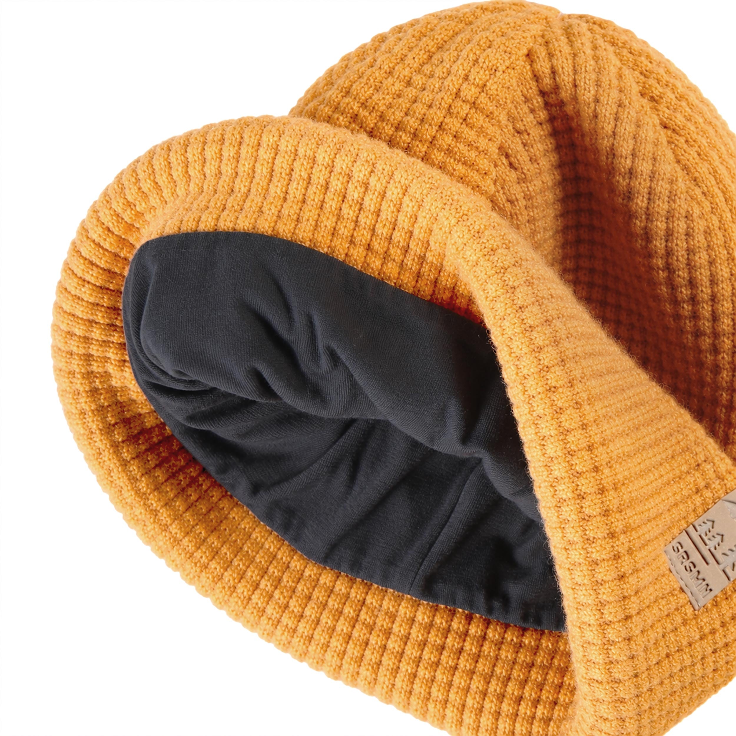 Tuque ocre gaufrée en tricot, enfant