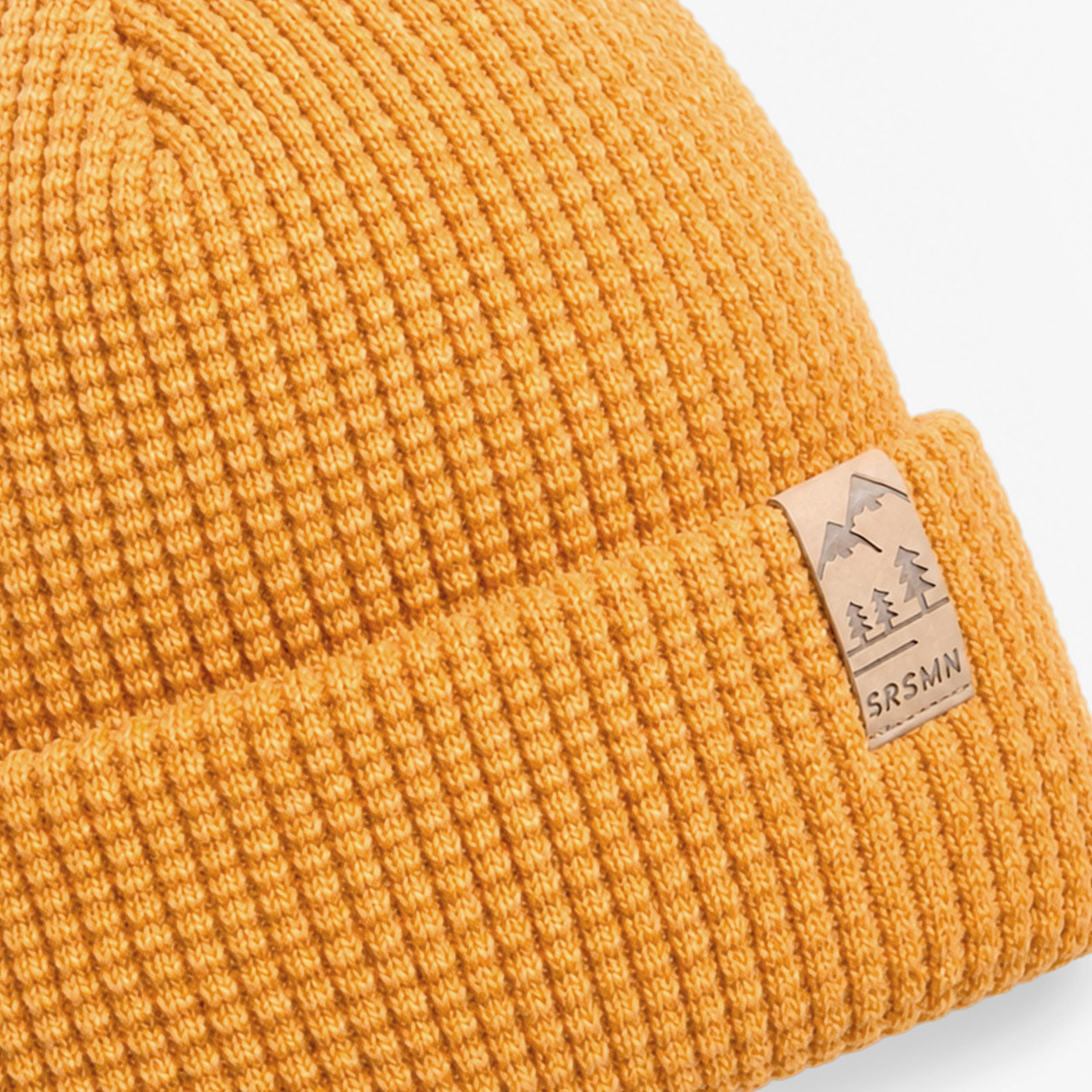 Tuque ocre gaufrée en tricot, enfant