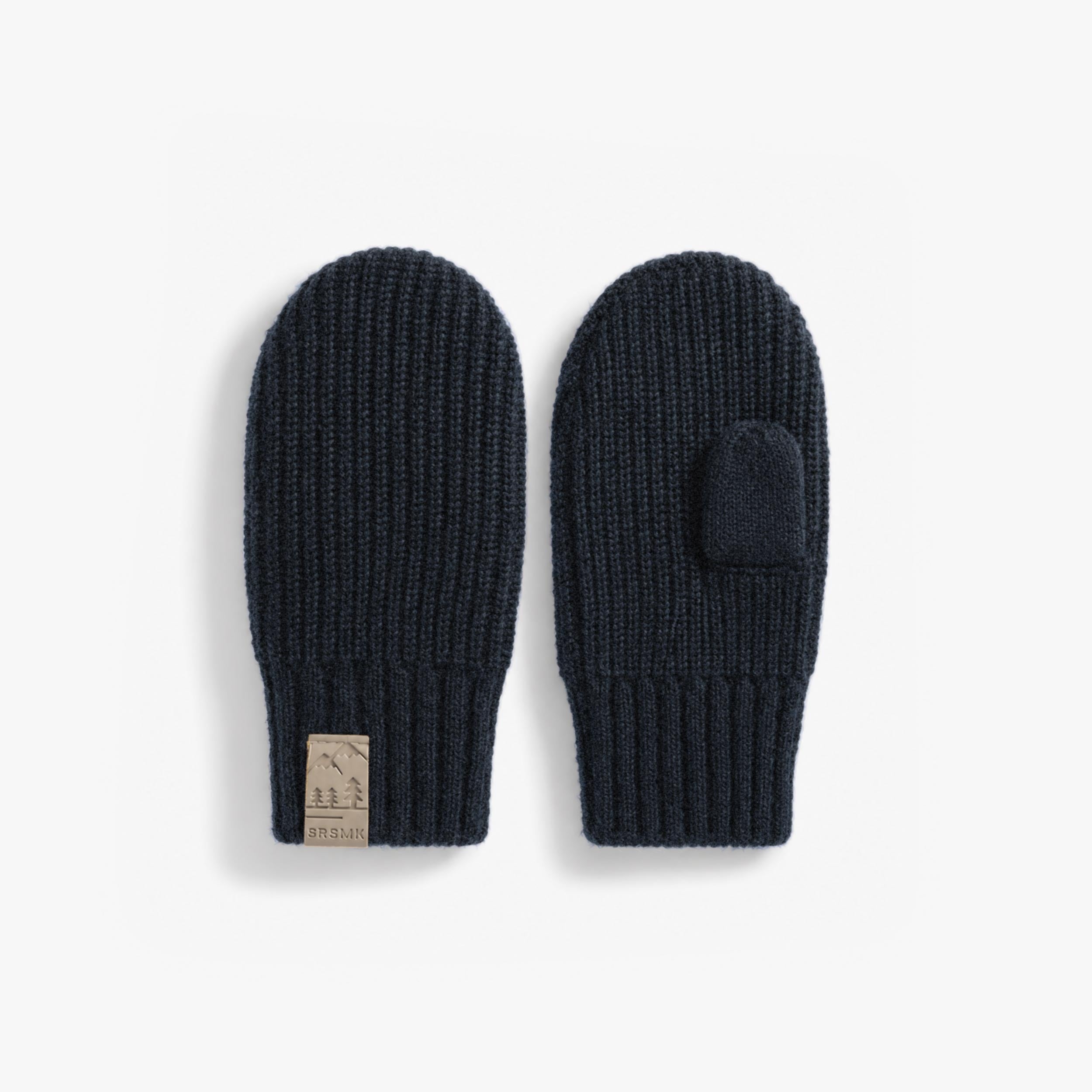 Dark blue knit mittens, child