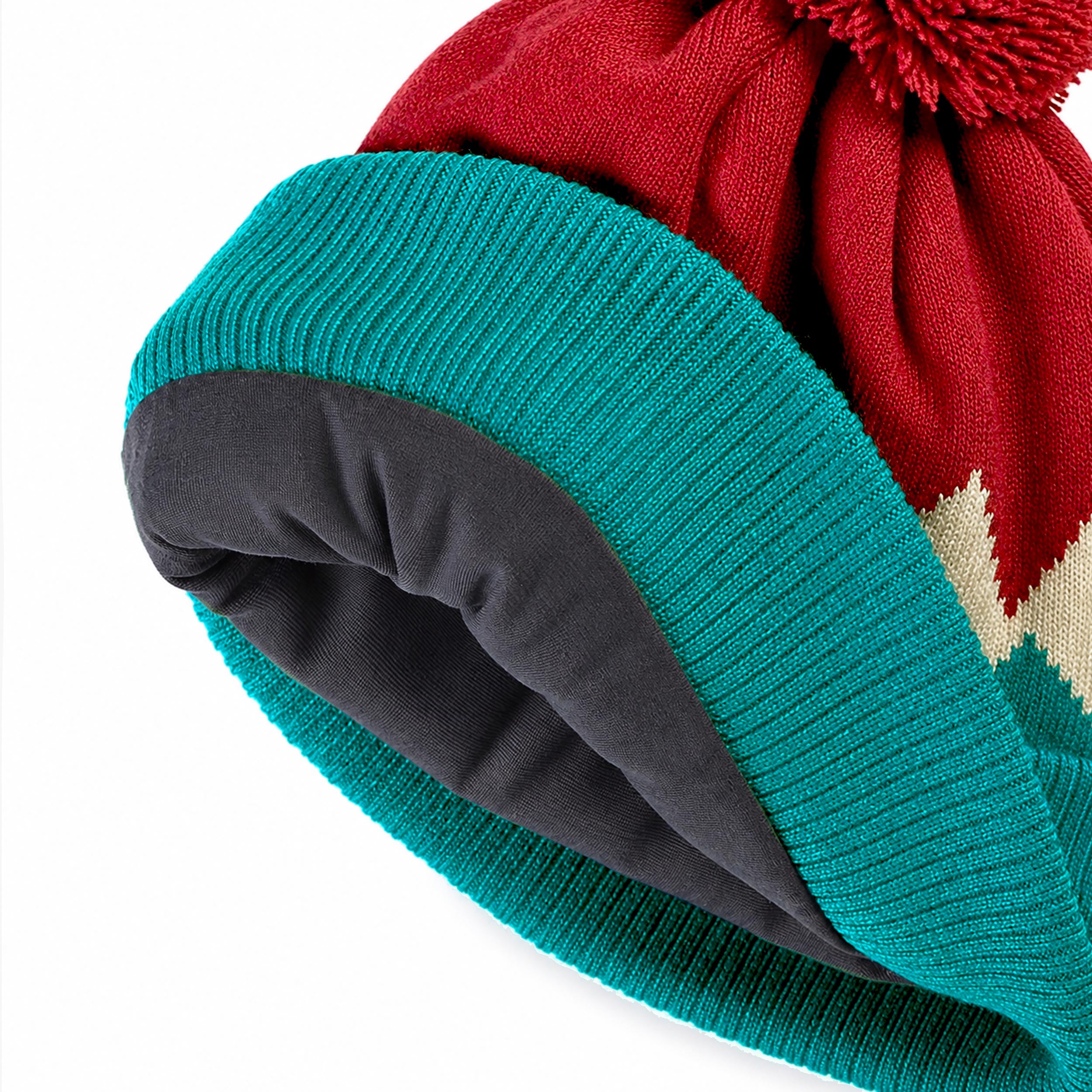 Tuque rouge, turquoise et crème en tricot, enfant