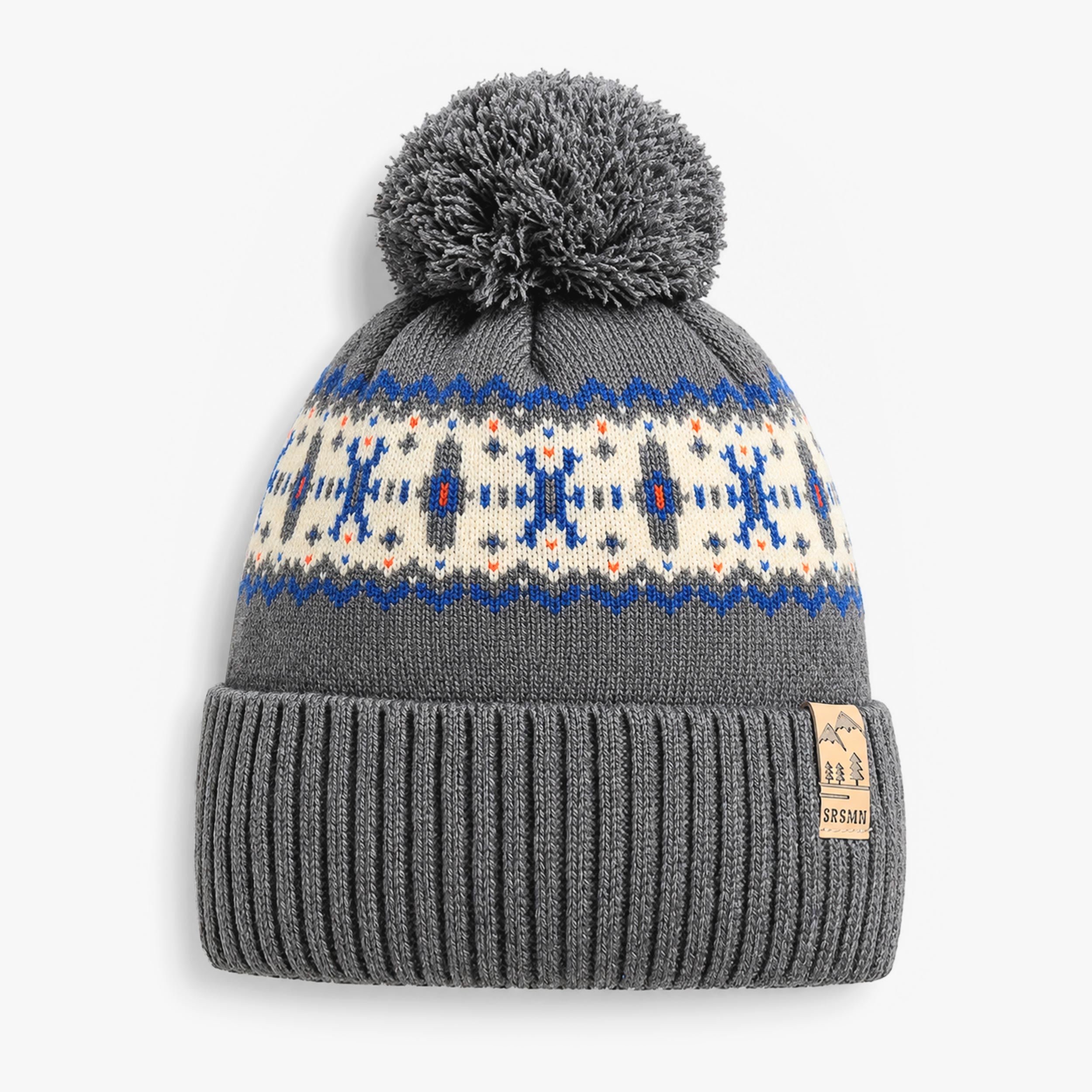 Tuque grise à motif jacquard en tricot, enfant