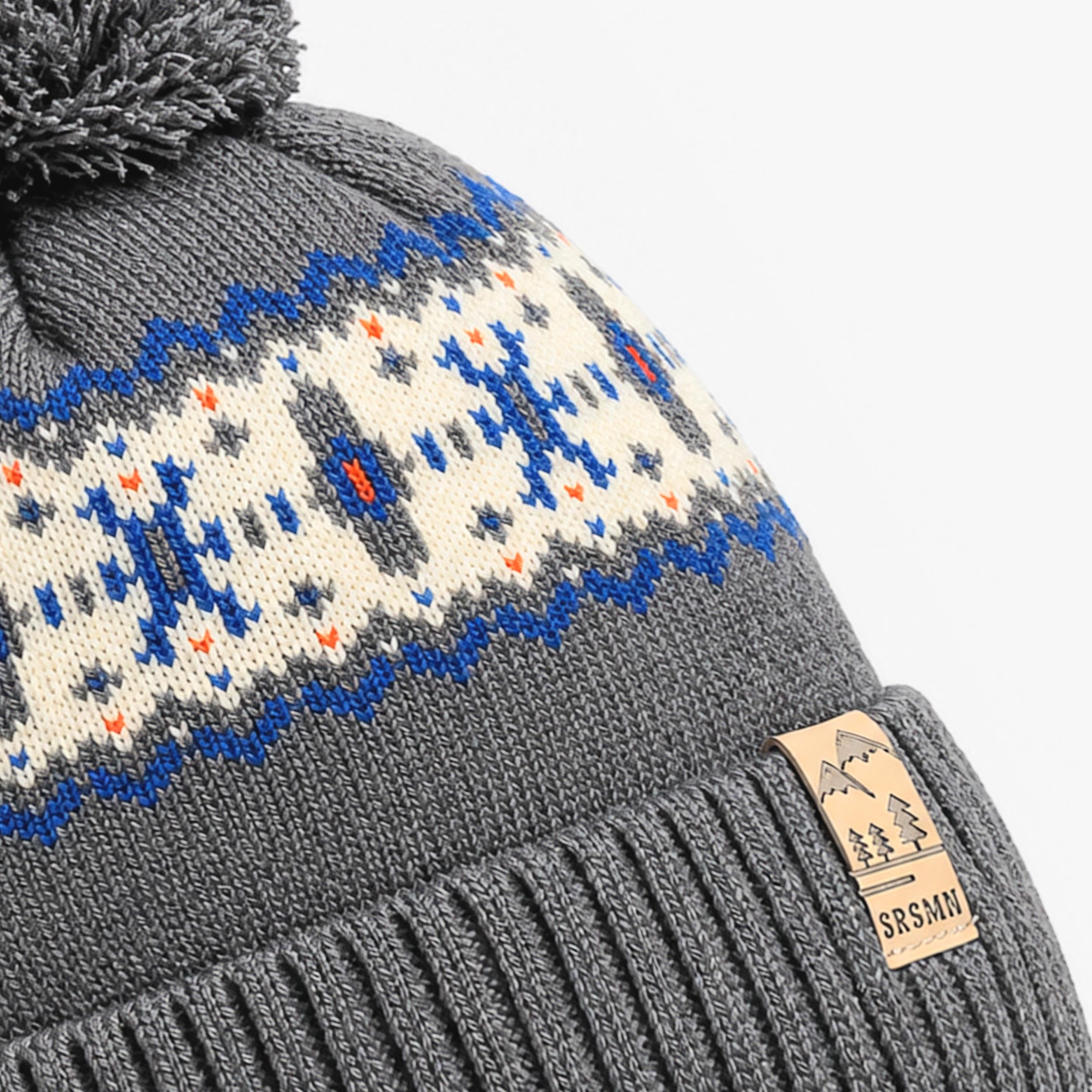 Tuque grise à motif jacquard en tricot, enfant