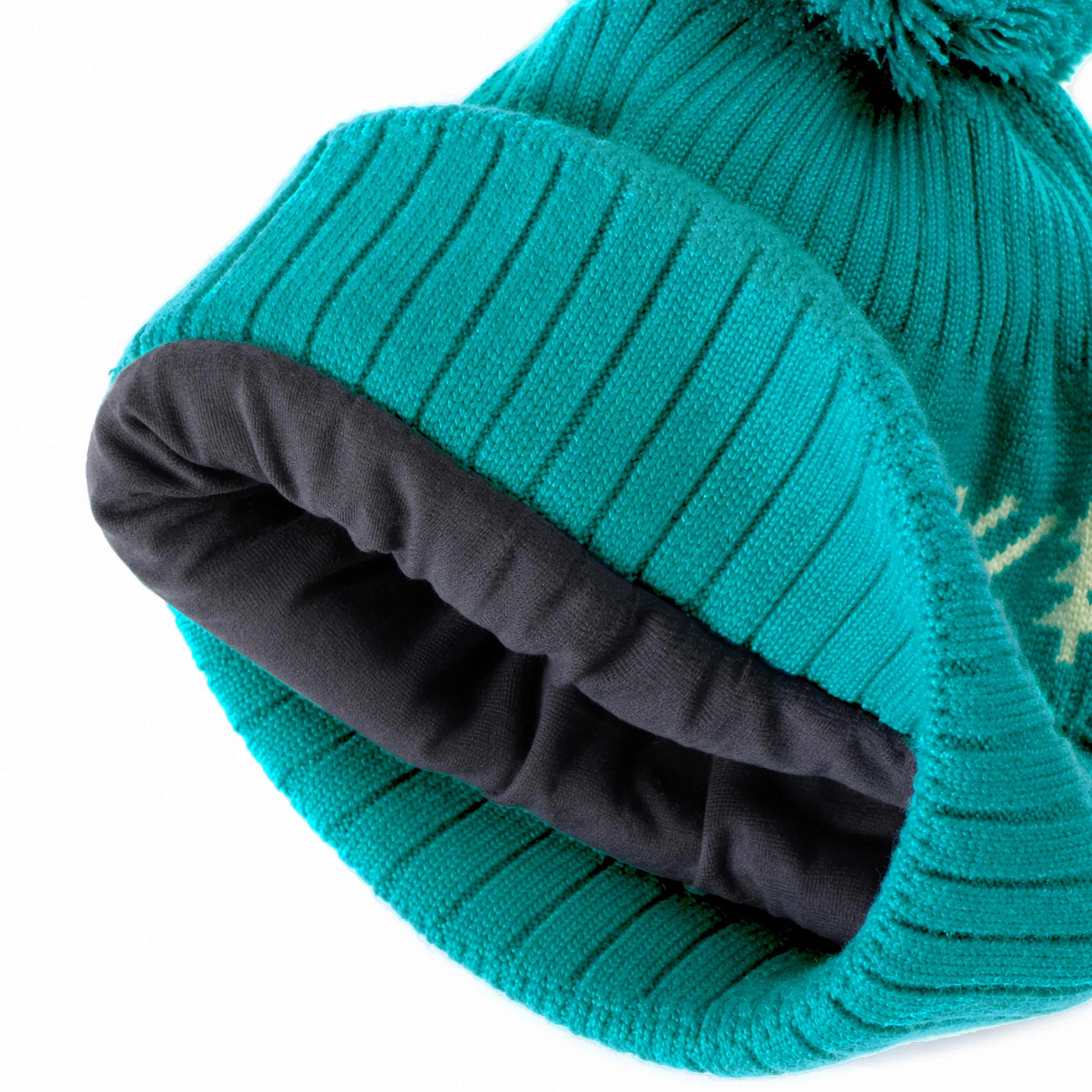 Turquoise bear pattern knit hat, child