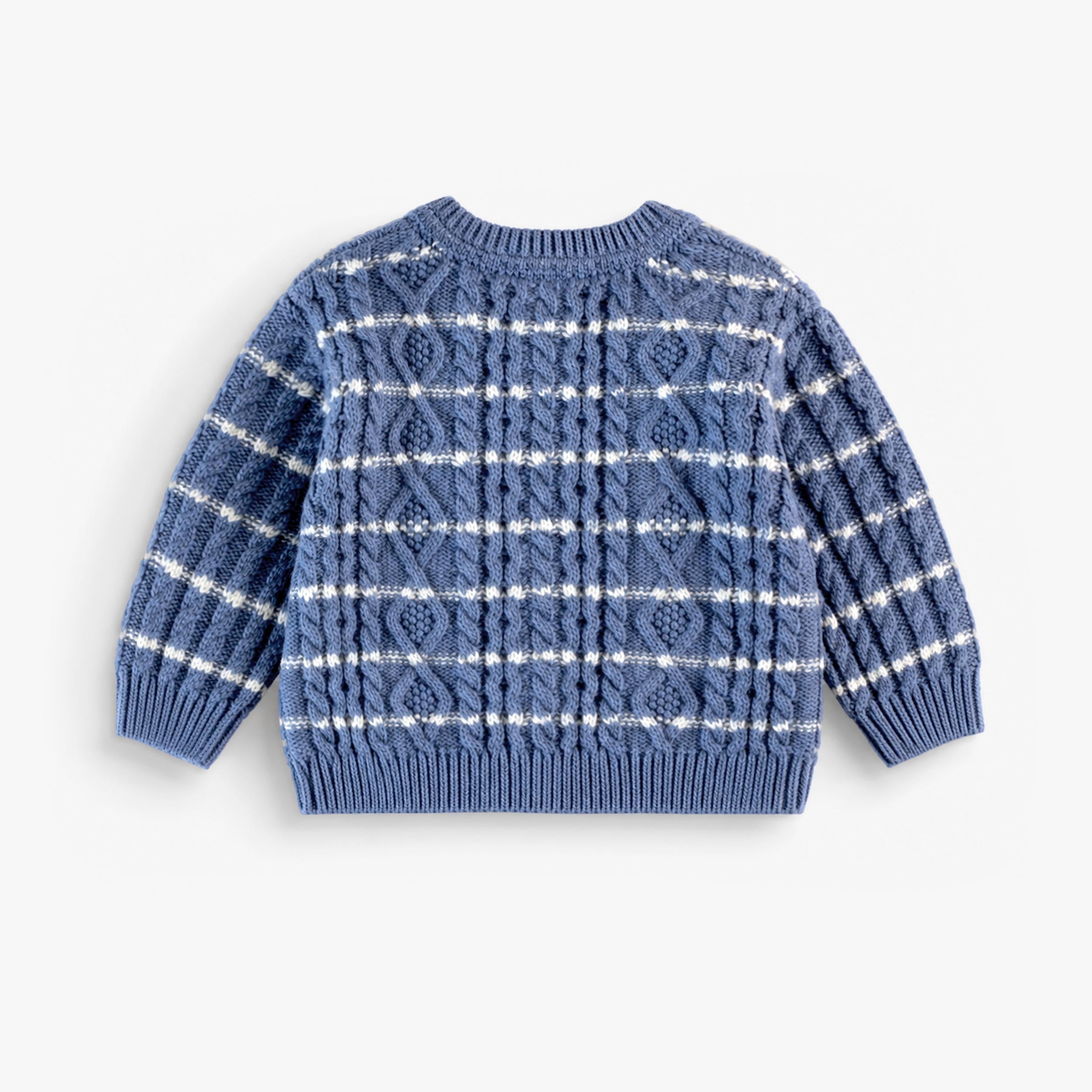Veste de maille bleu  à rayures, naissance