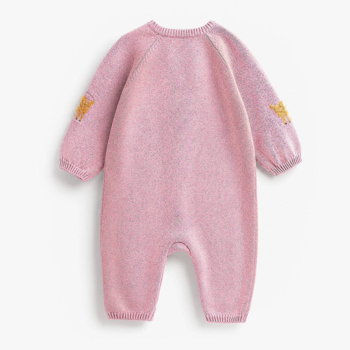 Pink knit one-piece with hedgehog pattern, newborn
