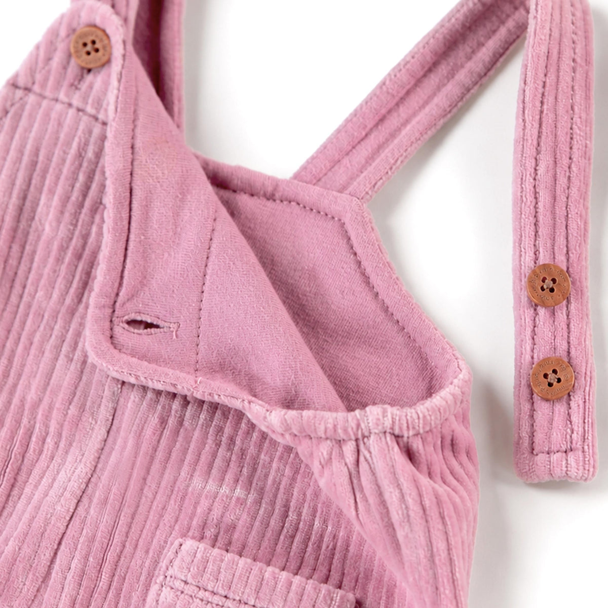 Pink stretch corduroy overalls, newborn
