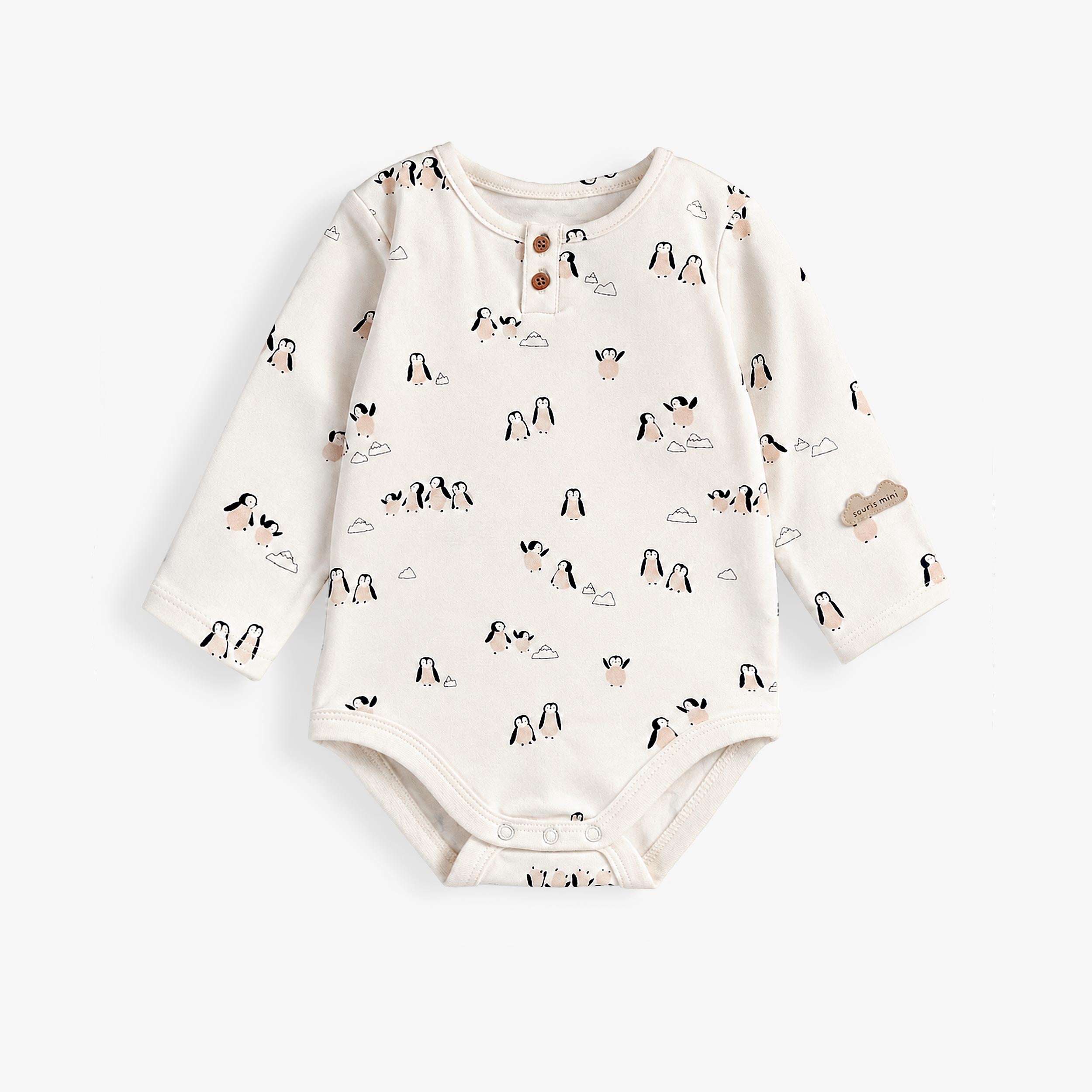 Cache-couche crème à imprimé de pingouins, naissance