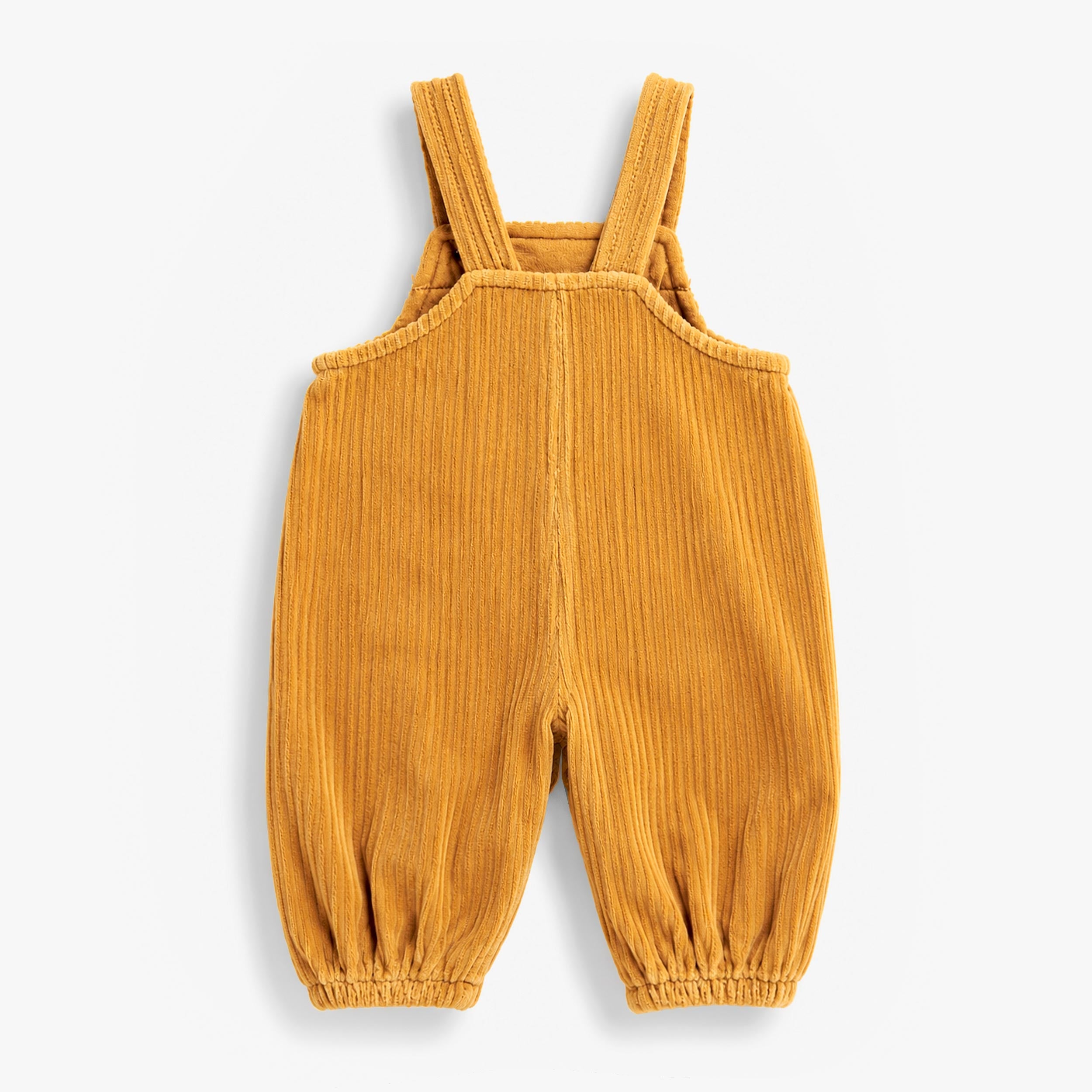 Salopette jaune ocre en velours côtelé extensible, naissance