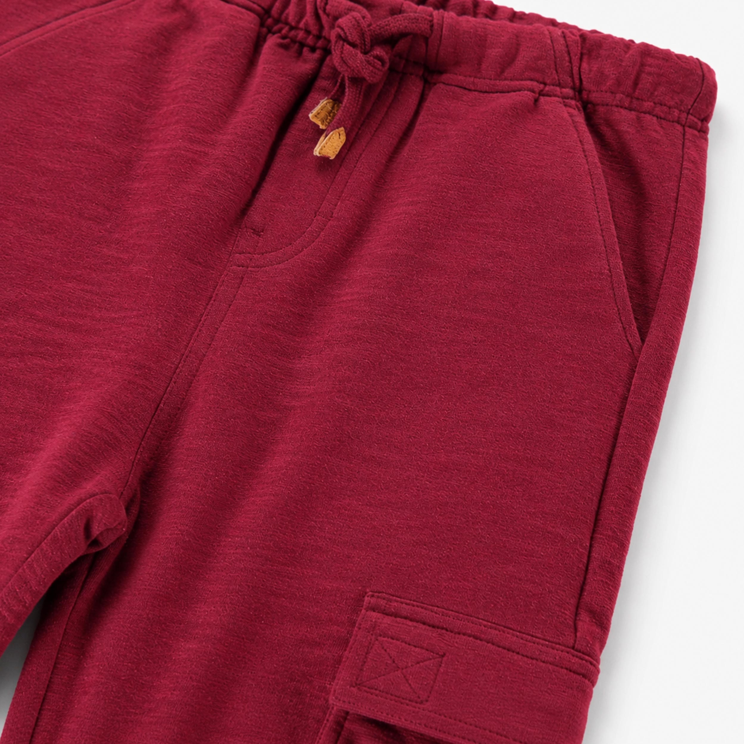 Pantalon rouge foncé en coton français, enfant