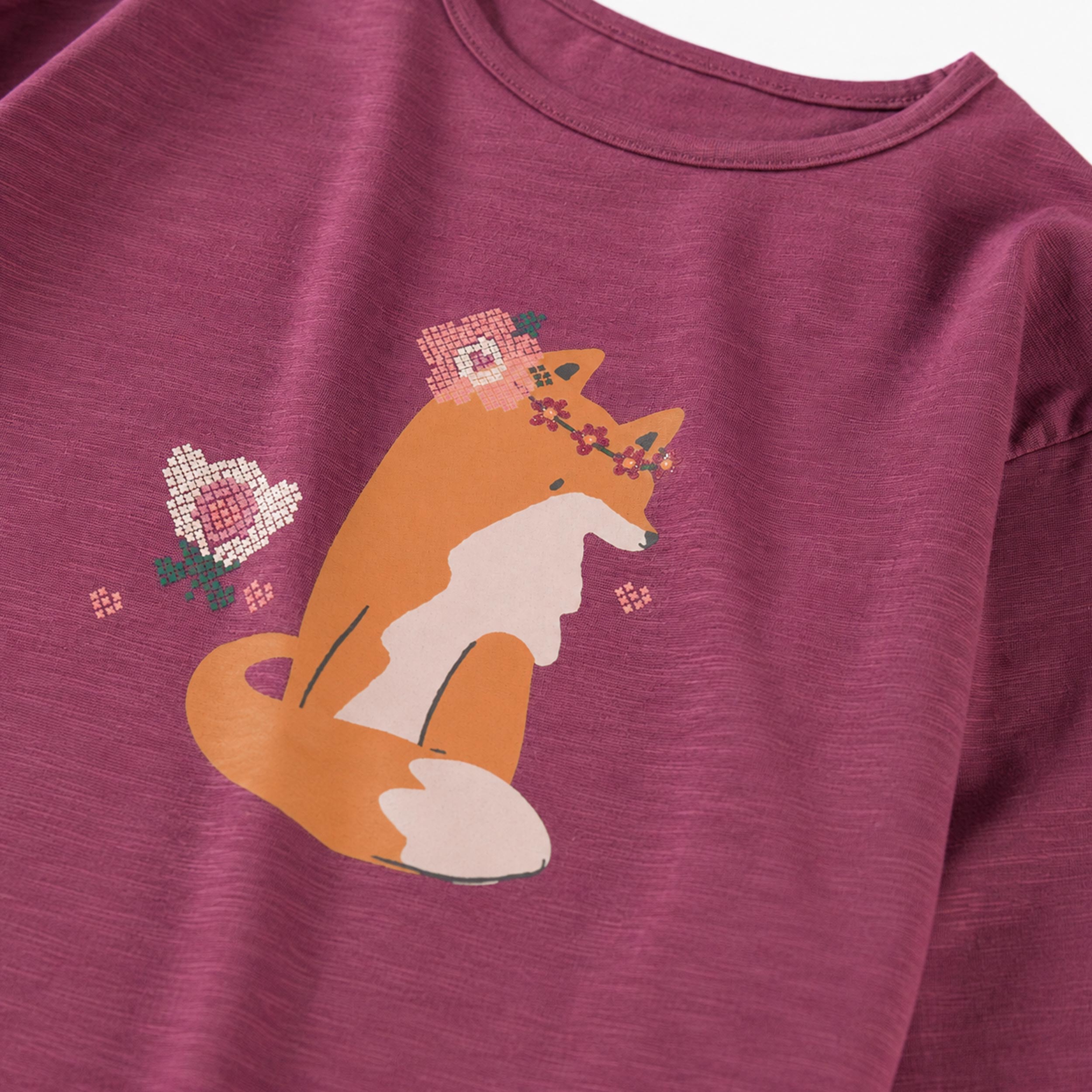 Purple fox graphic t-Shirt, child