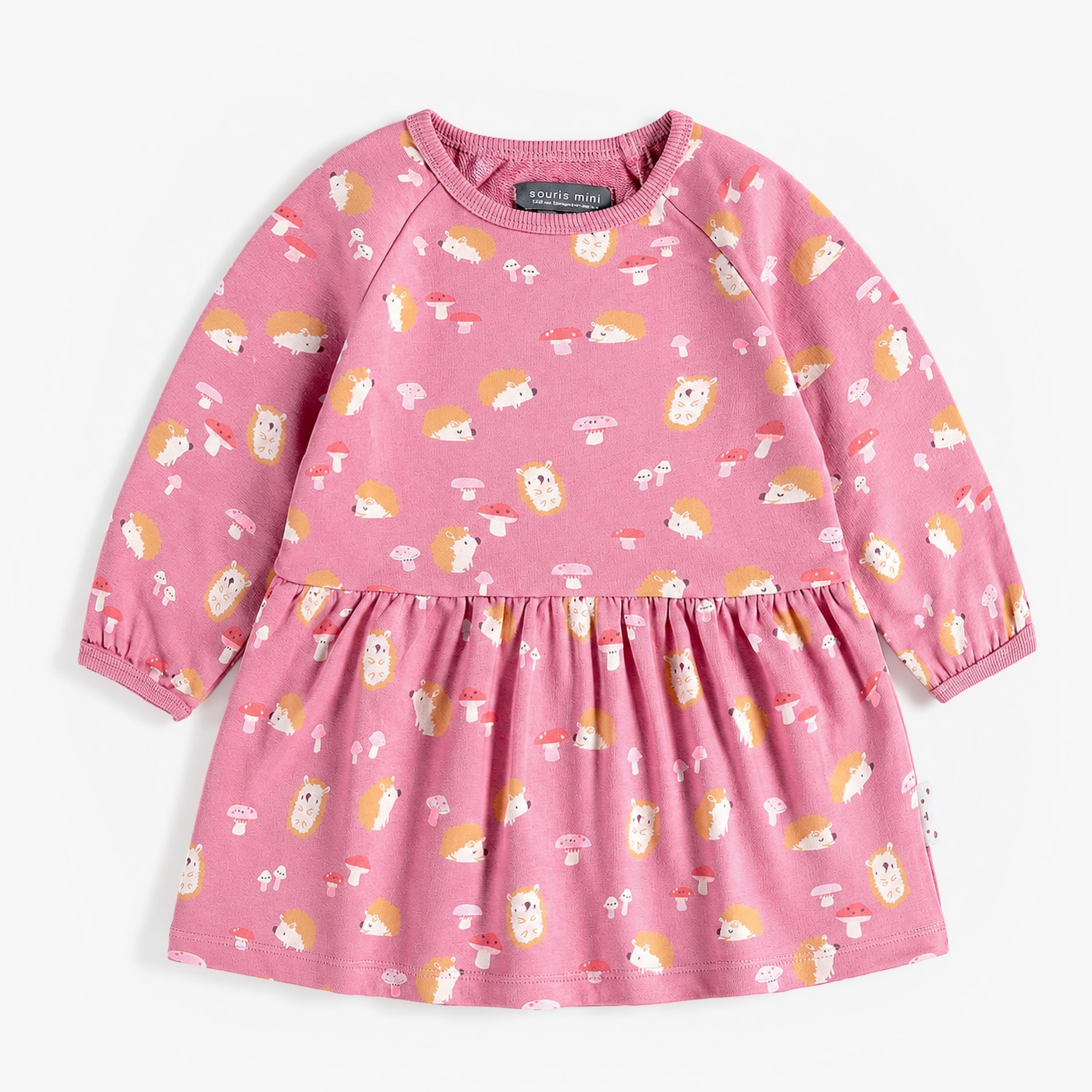 Pink hedgehog print dress, baby