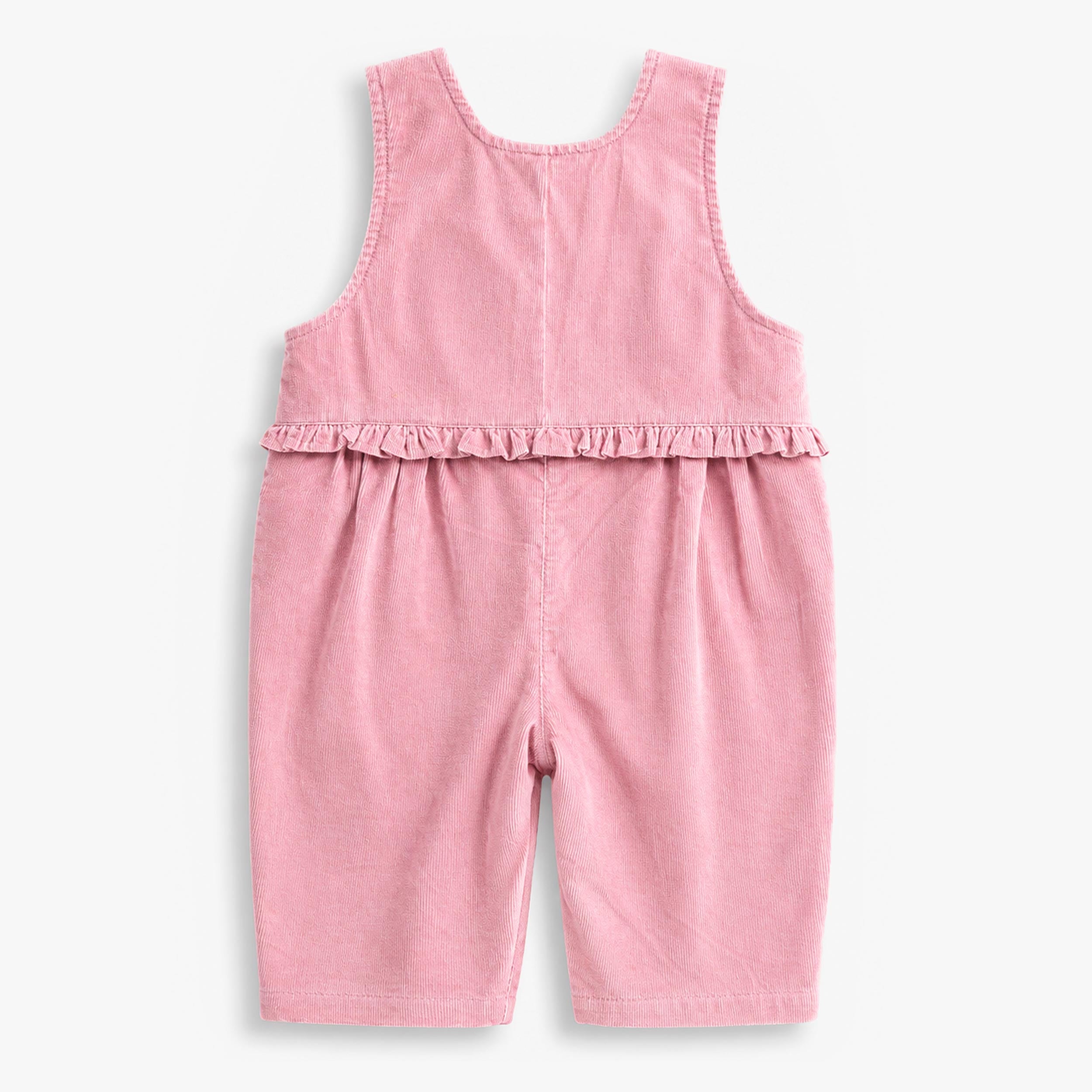 Pink corduroy overalls, baby