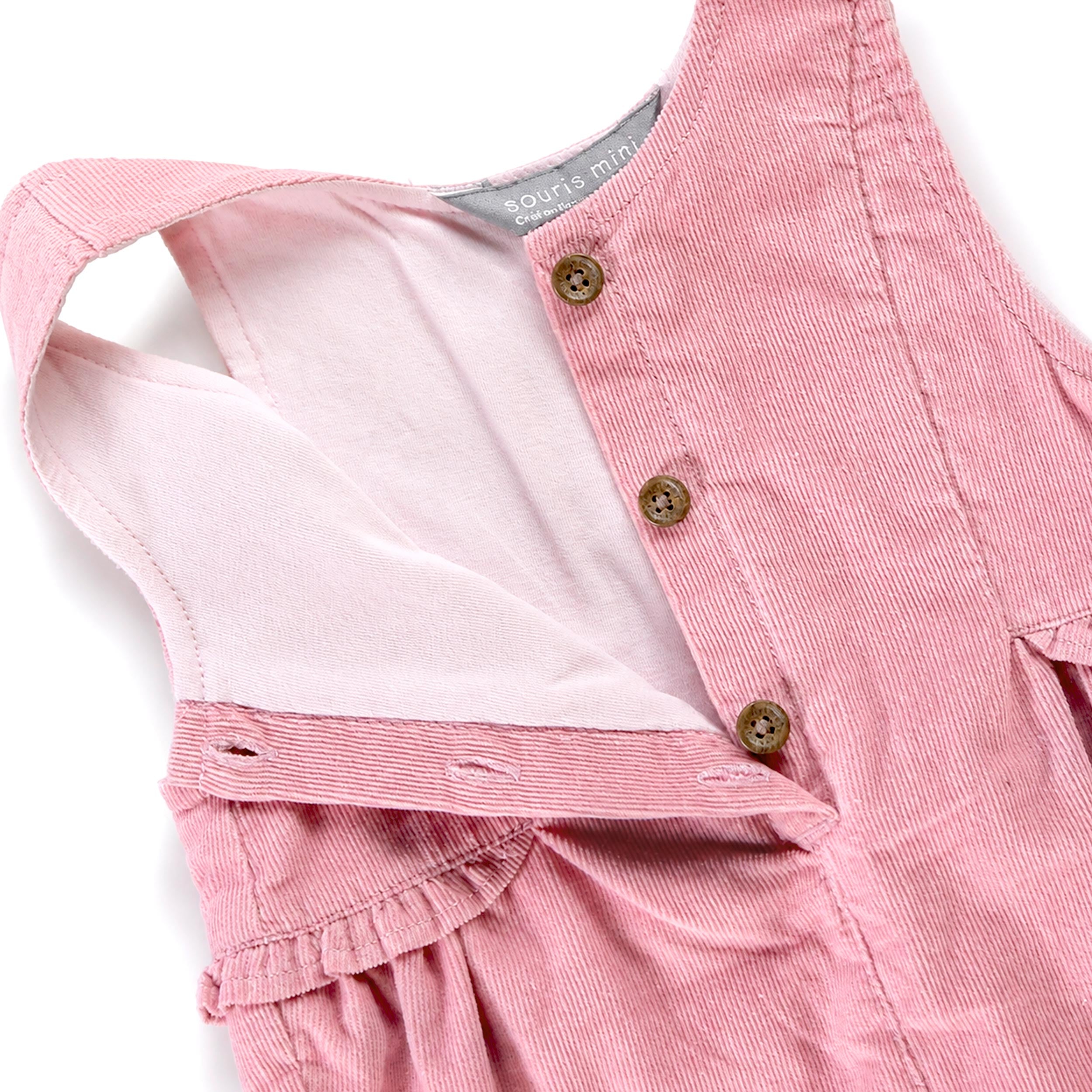 Pink corduroy overalls, baby