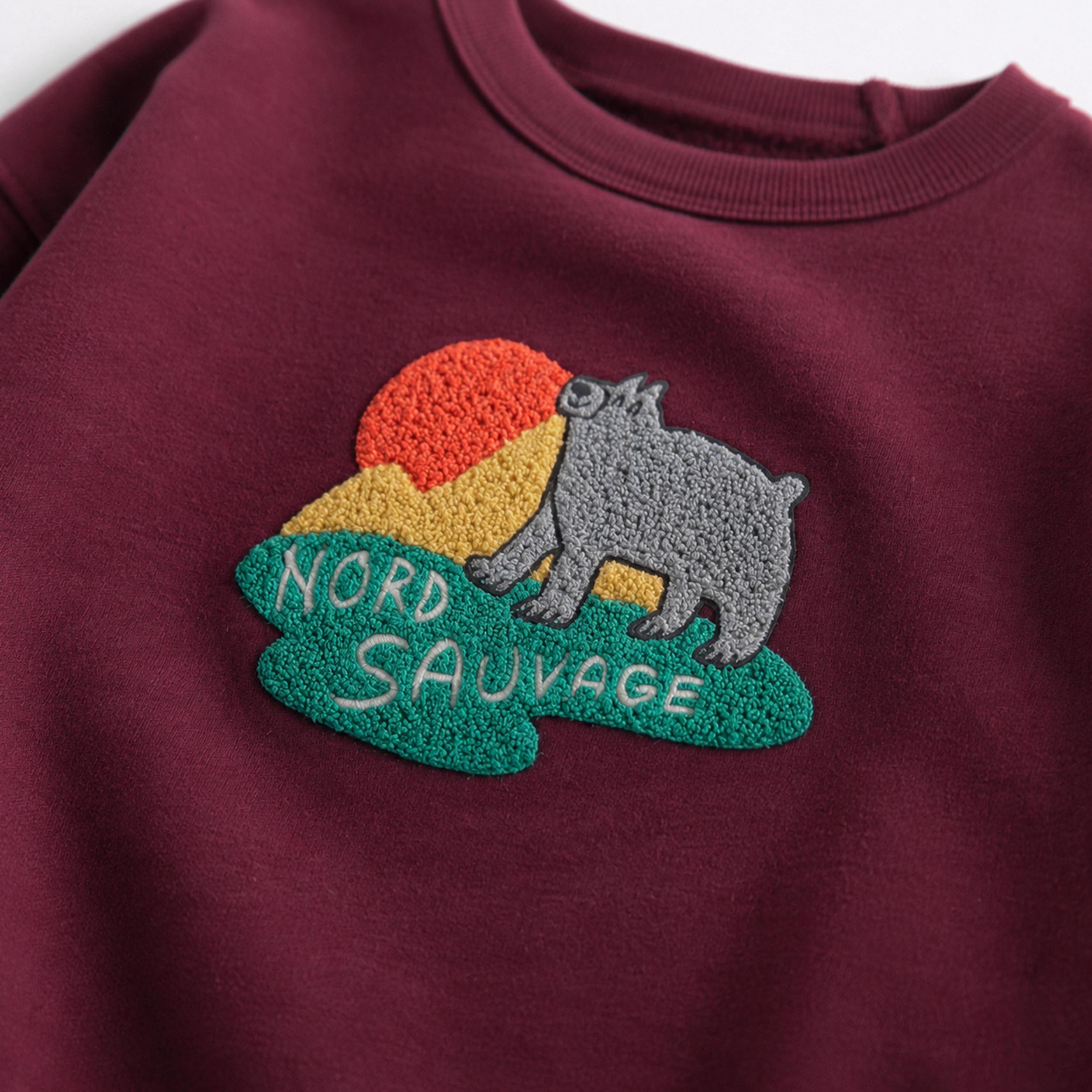 Burgundy graphic fleece sweatshirt, child
