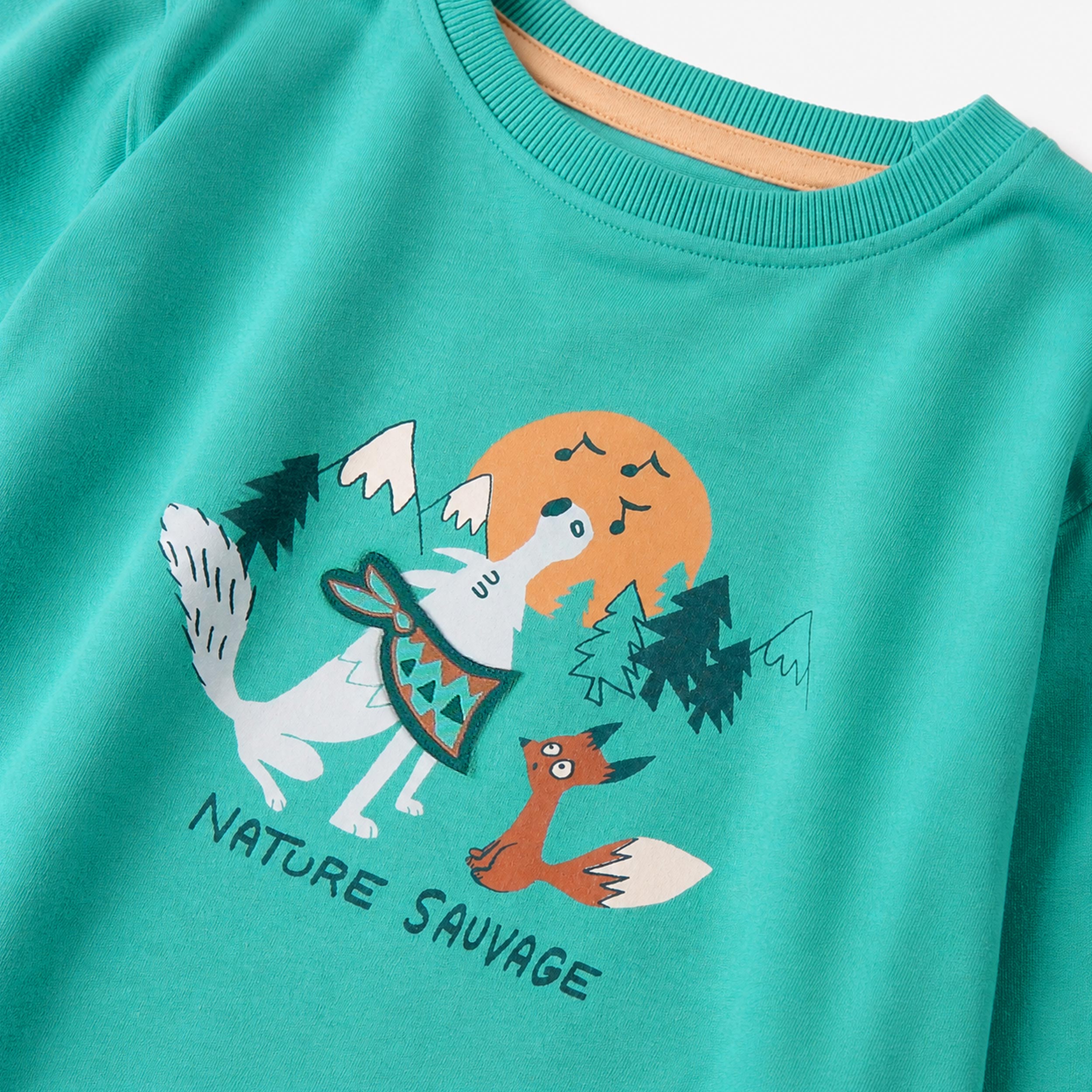 Turquoise long-sleeve graphic t-shirt, child
