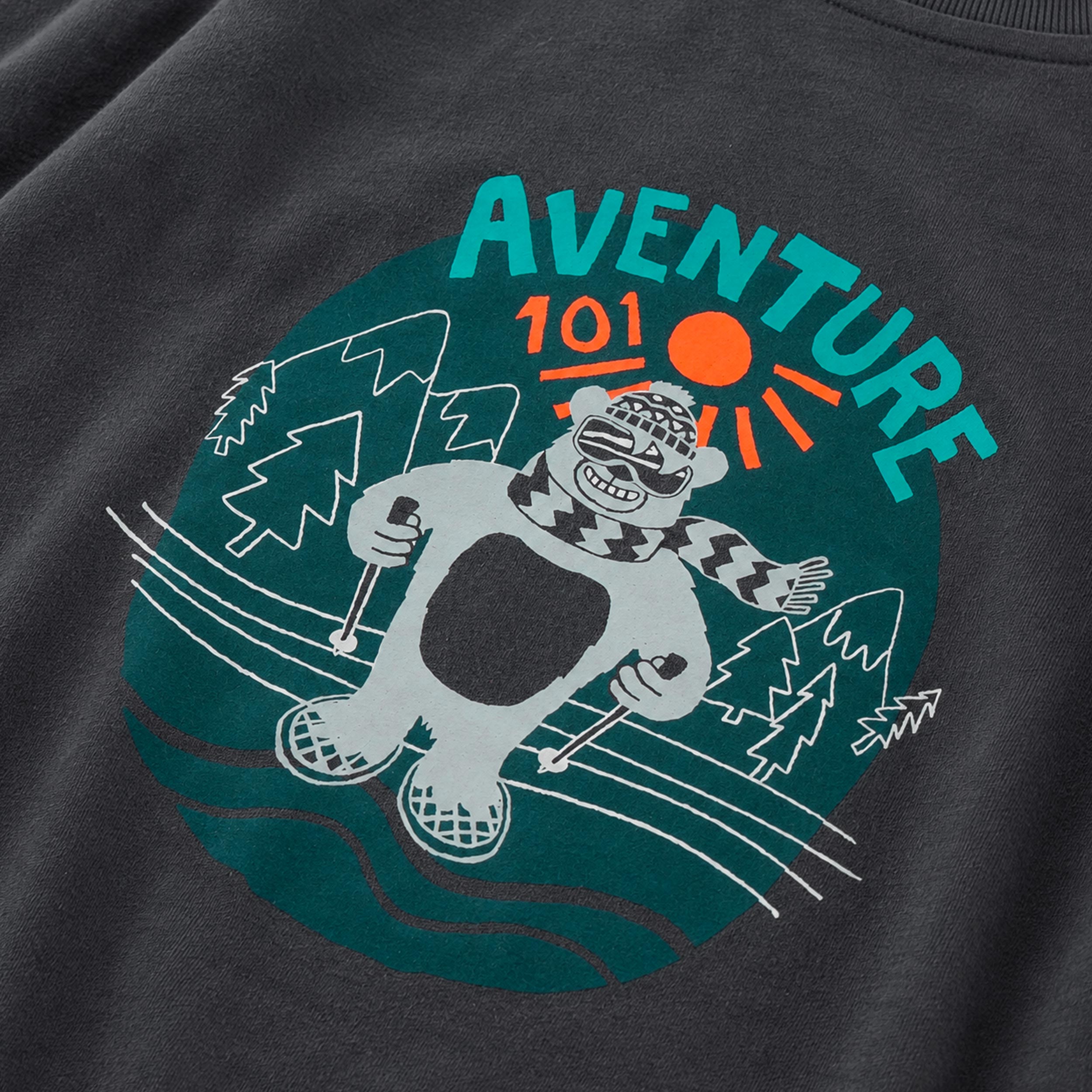 T-shirt gris à manches longues à  illustration, enfant