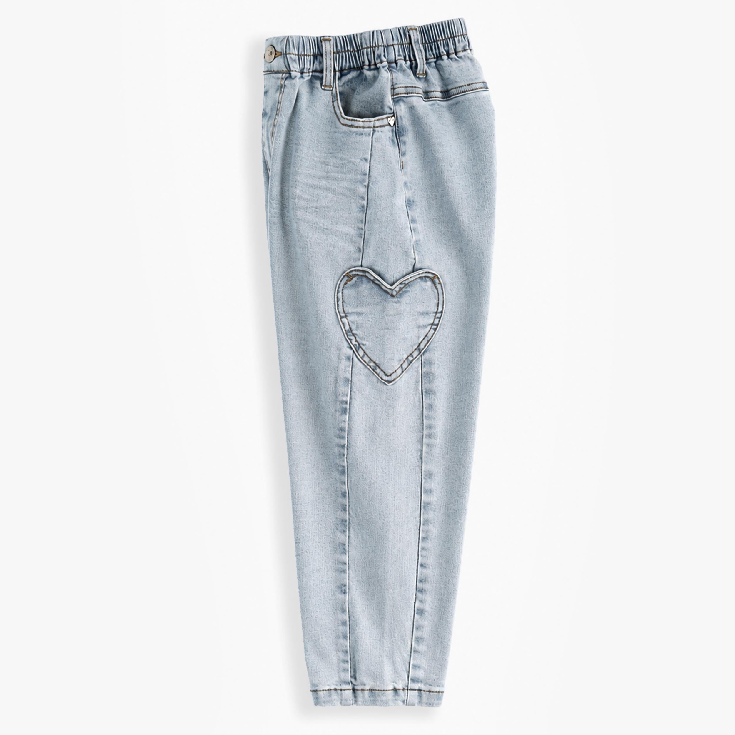 Light blue denim with heart embroidery, child | Souris Mini