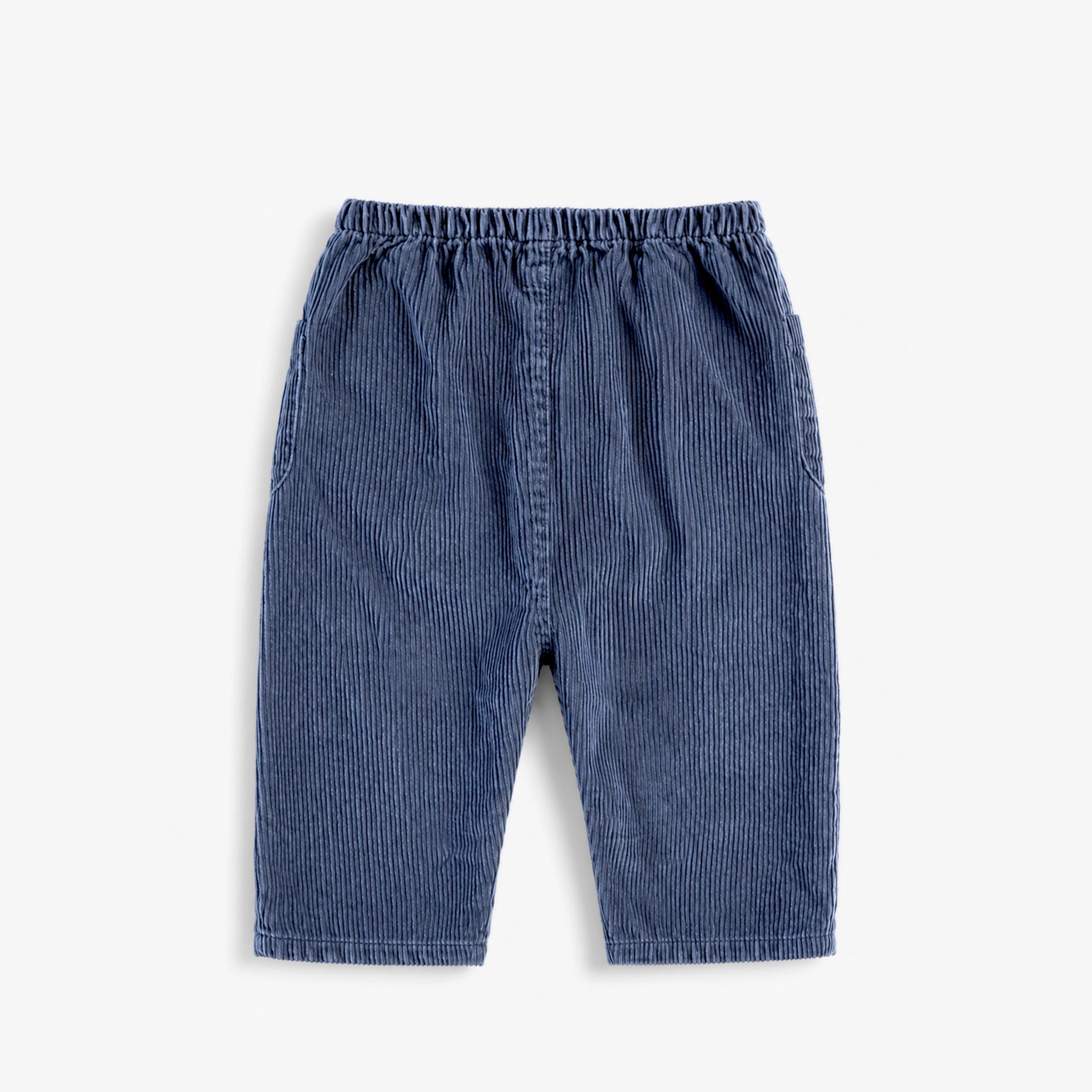 Pantalon bleu en velours côtelé à jambe droite, bébé