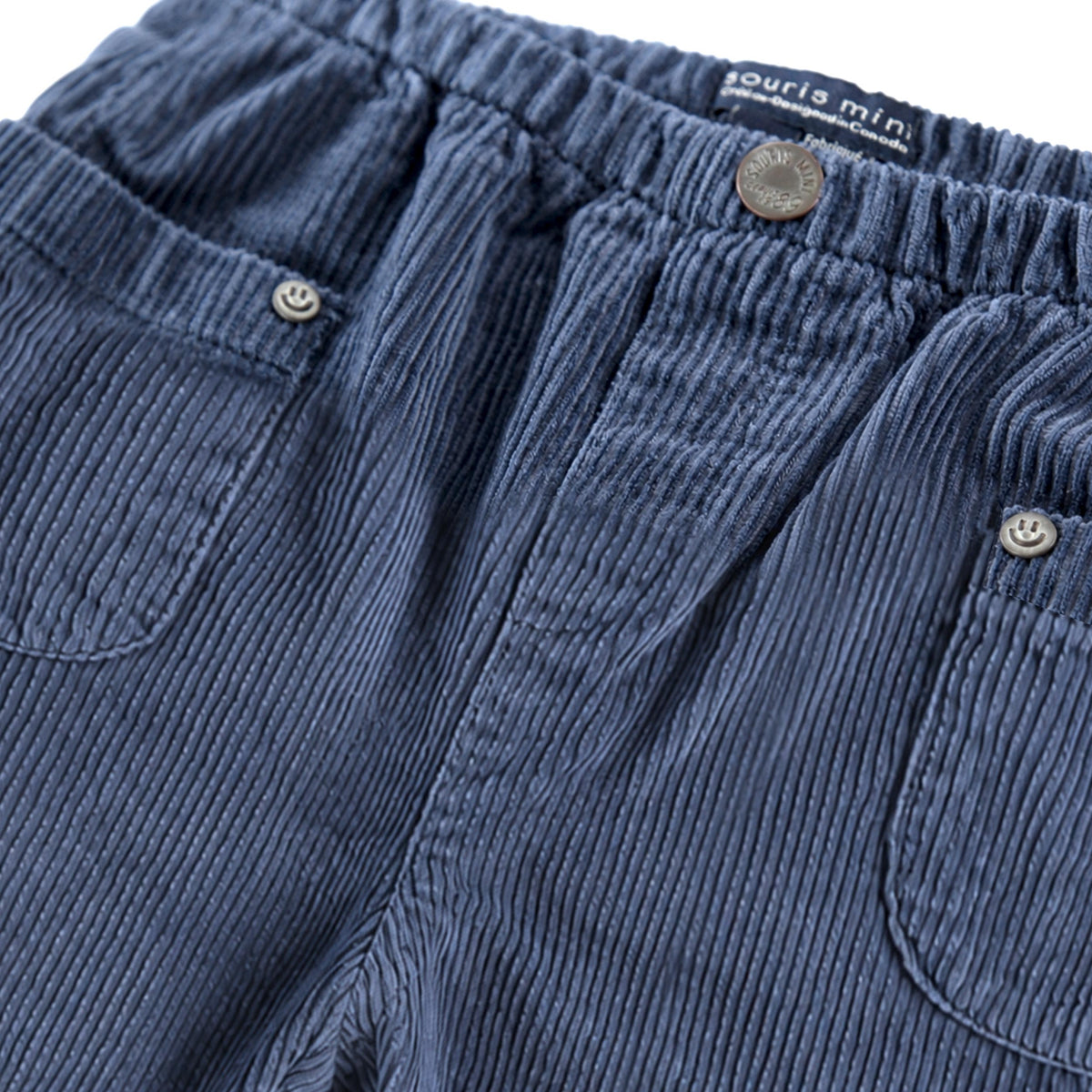 Pantalon bleu en velours côtelé à jambe droite, bébé