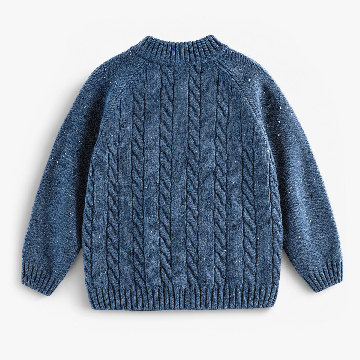 Blue cable-knit half-zip sweater, child