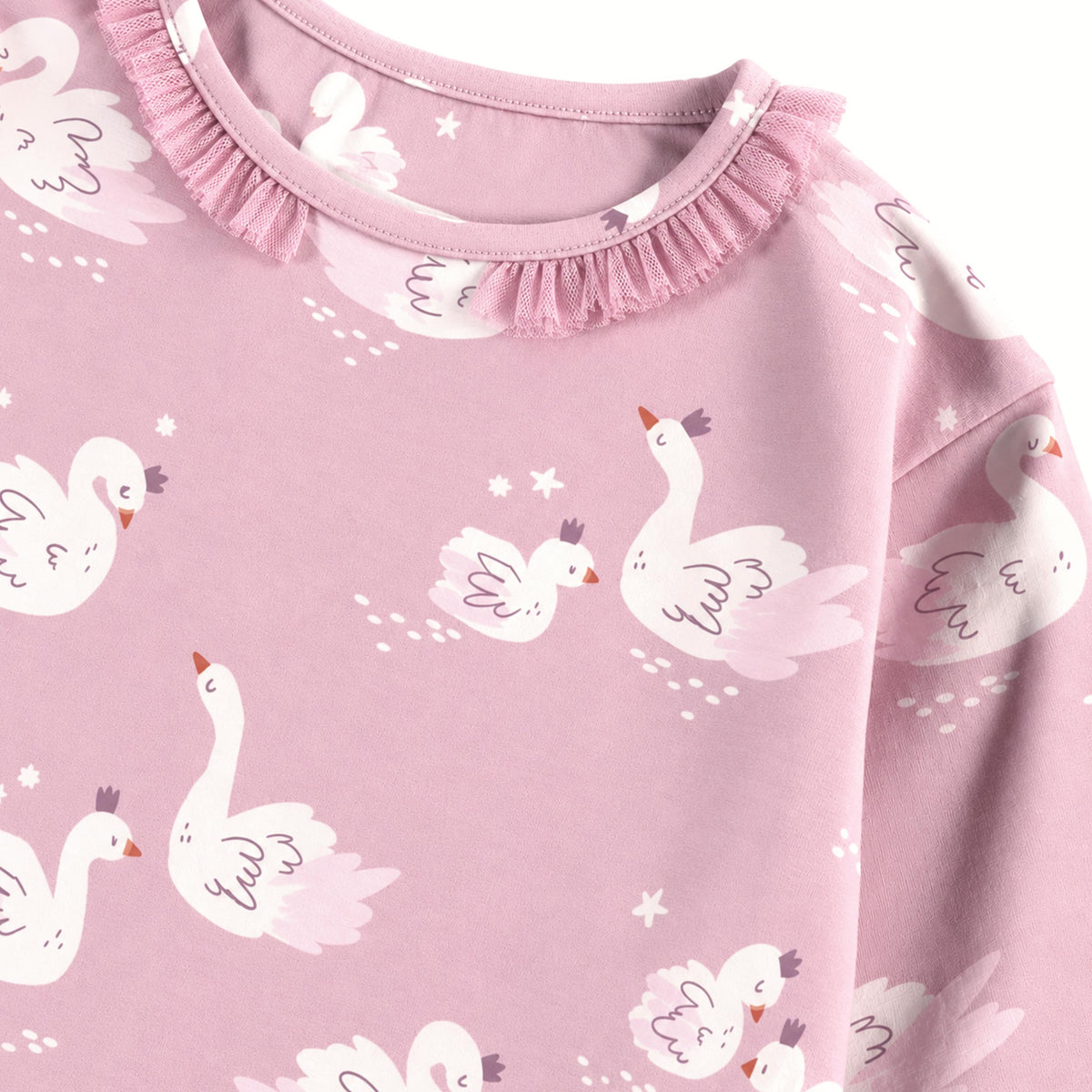 T-shirt rose à motifs de cygnes, enfant