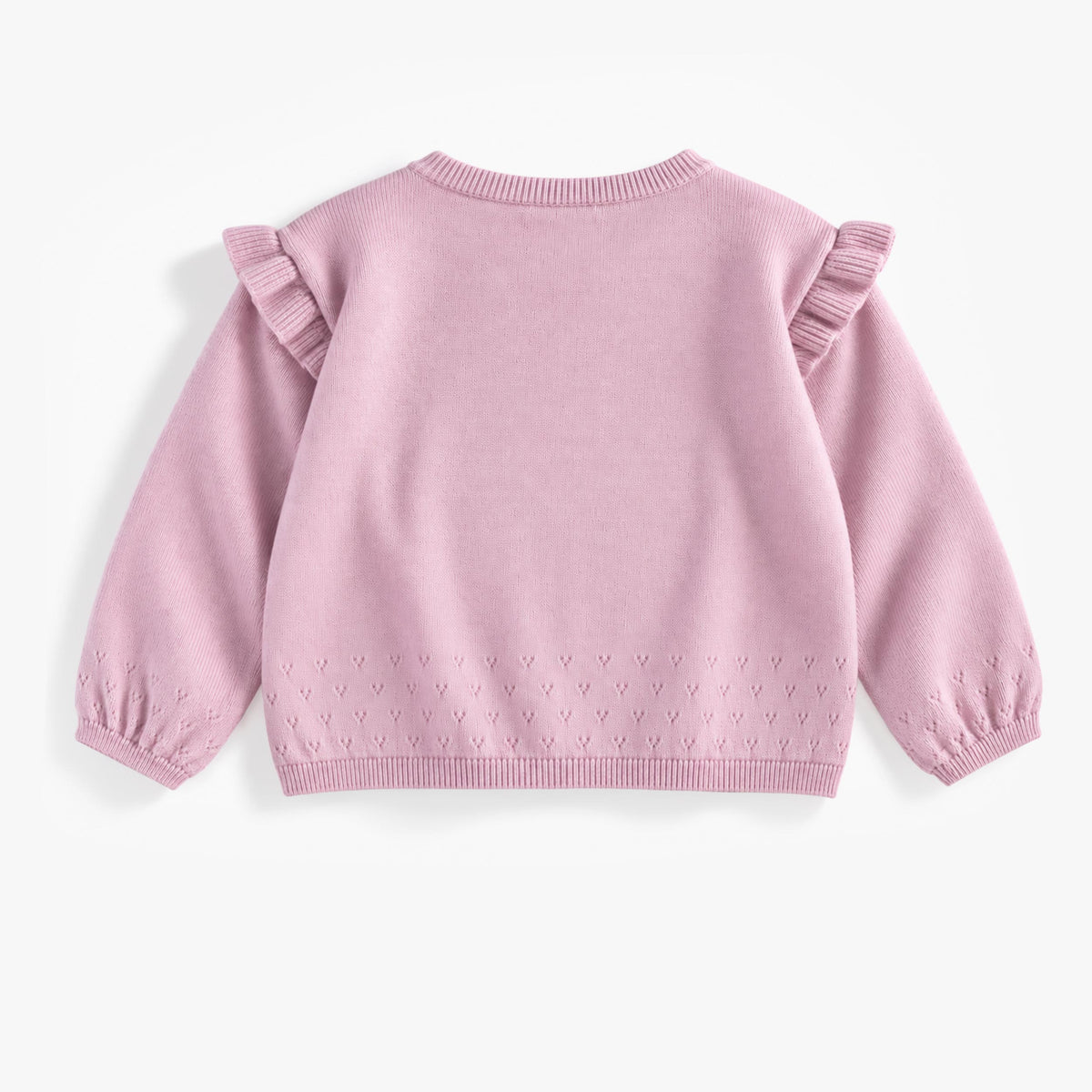 Pink knit sweater with swan illustration, baby