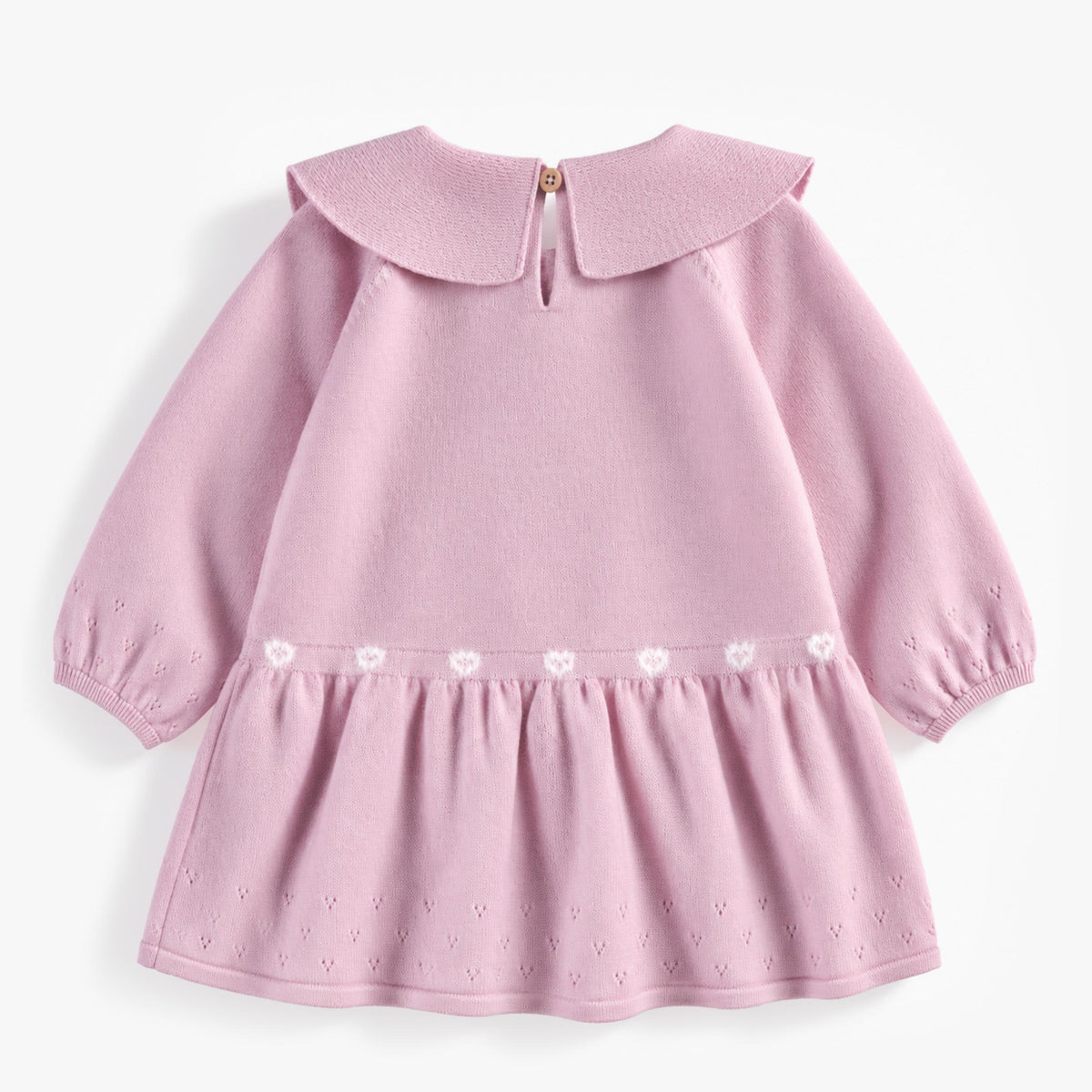 Pink knit dress with bow collar, baby