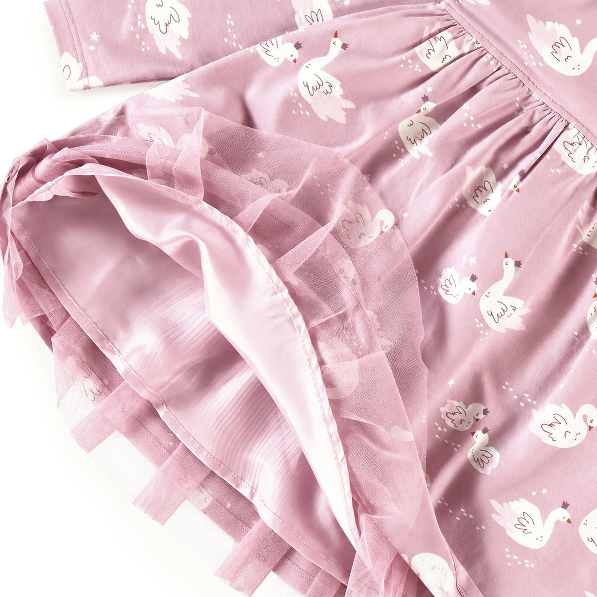 Pink swan print dress, child