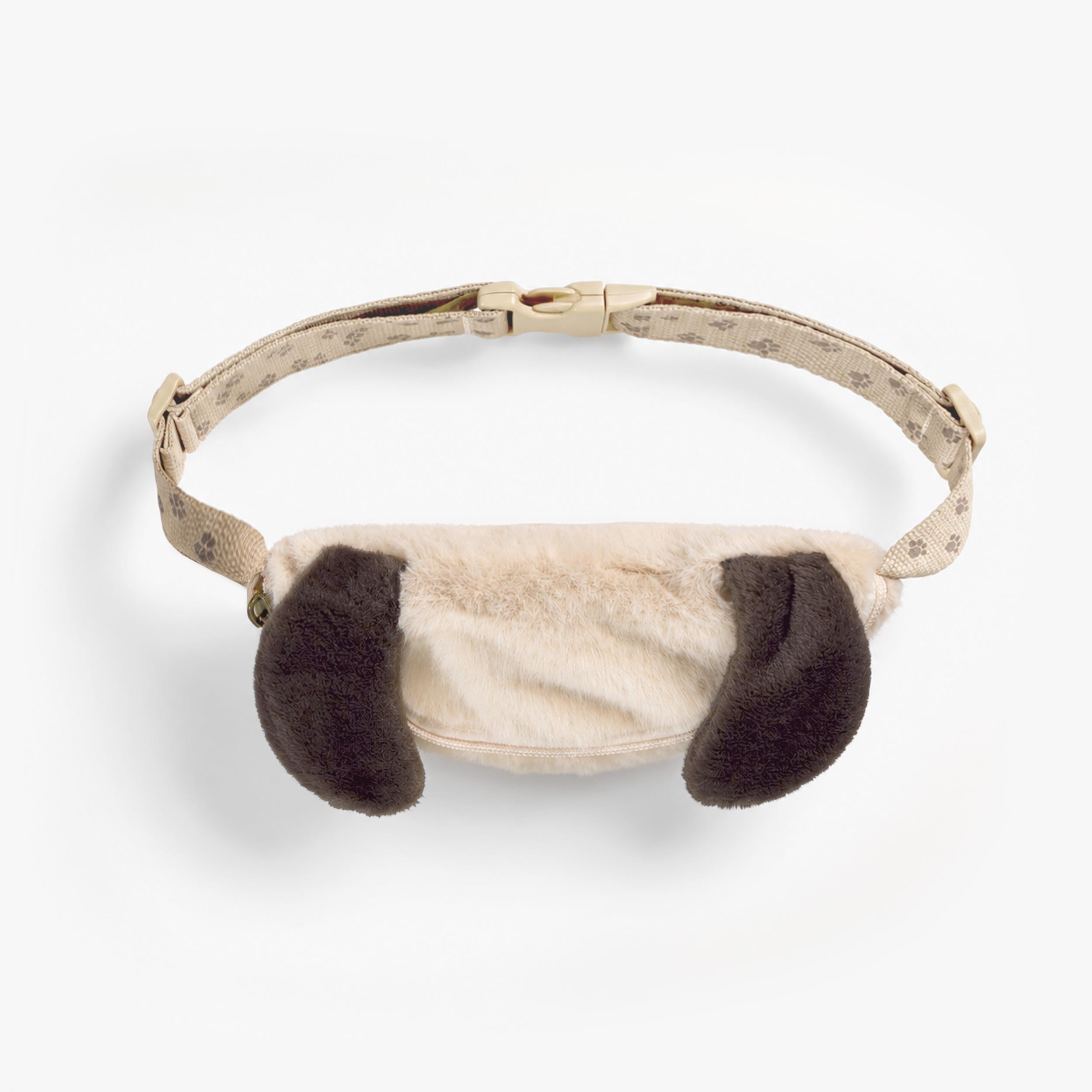 Cream faux fur dog belt bag, child