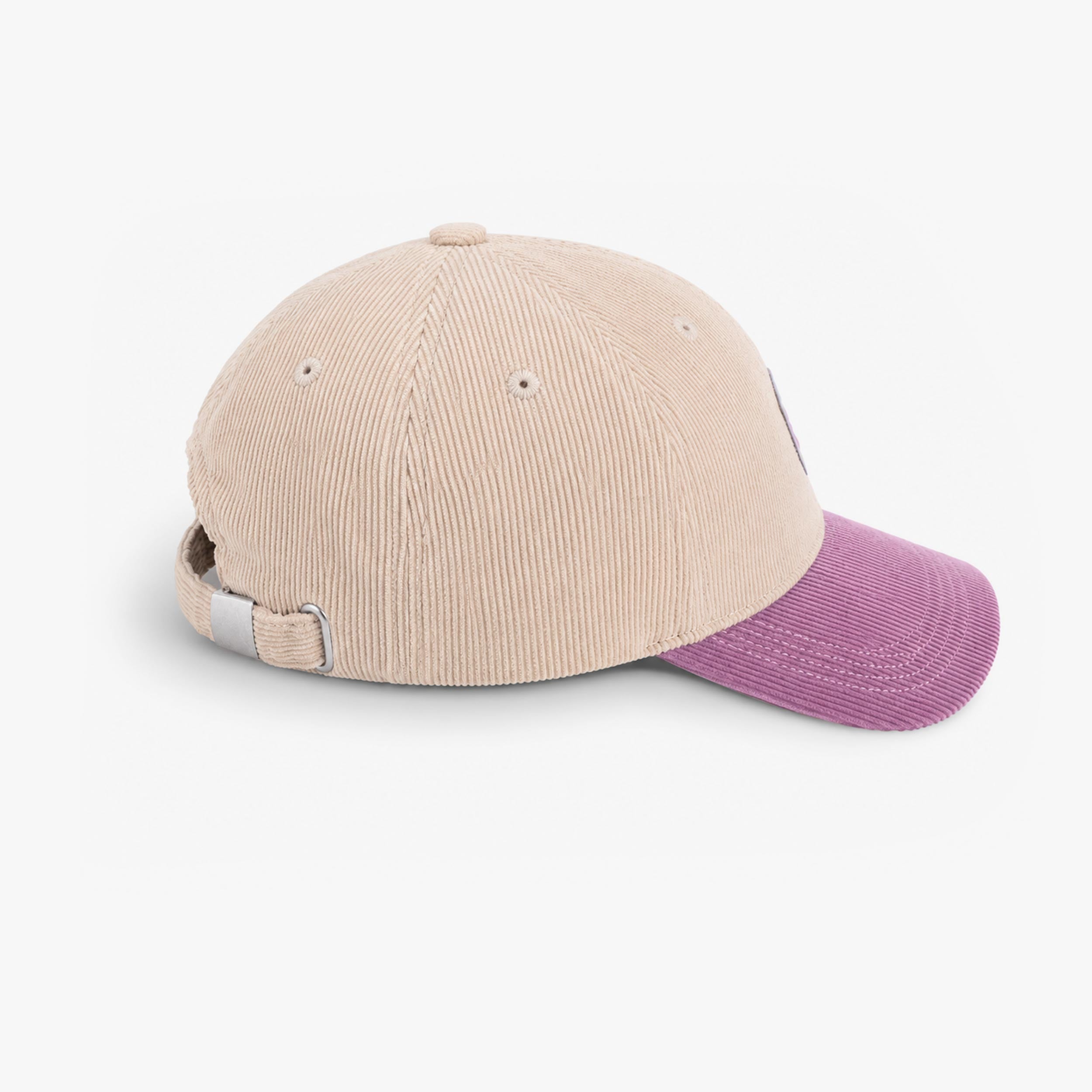 Pink and beige corduroy cap, child