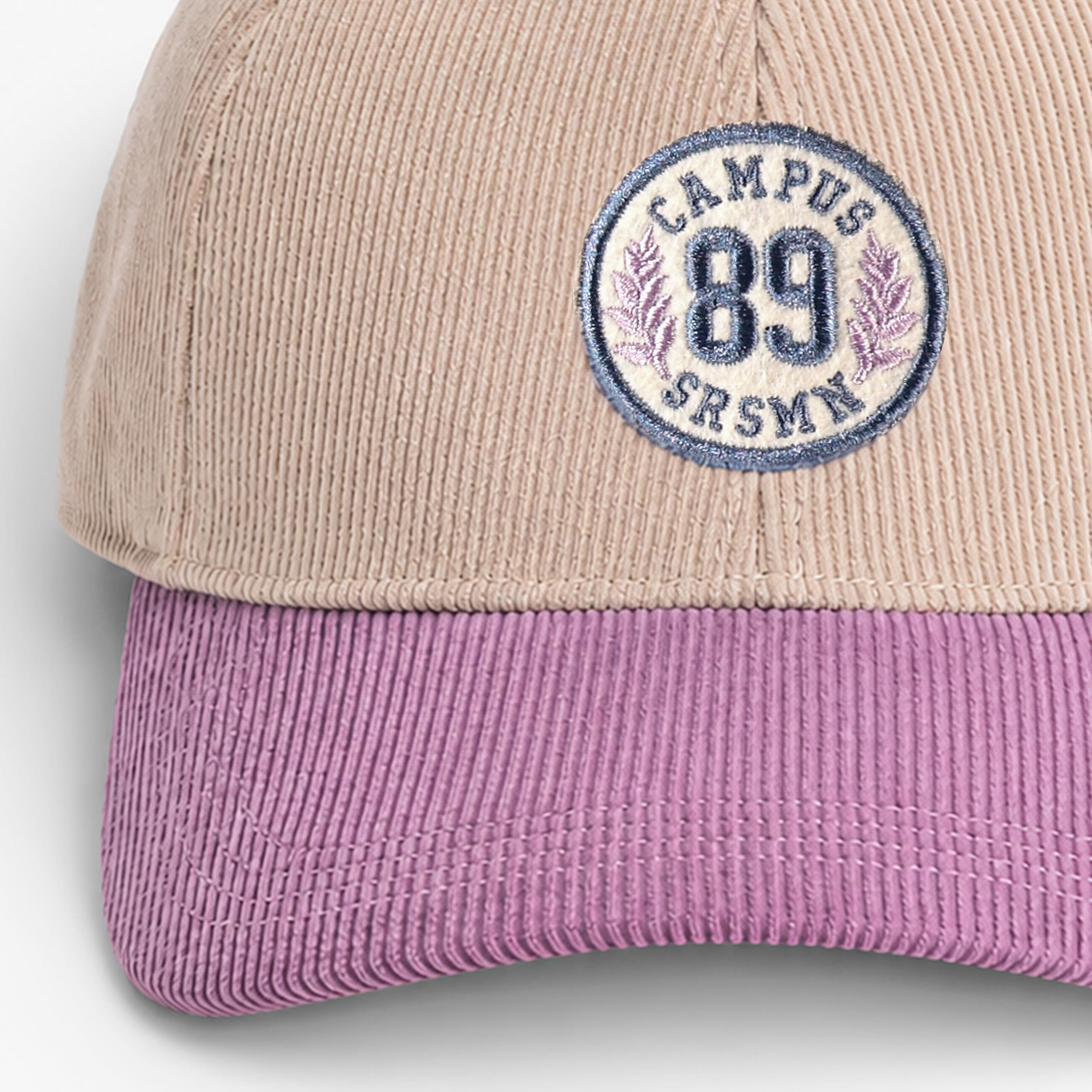 Pink and beige corduroy cap, child