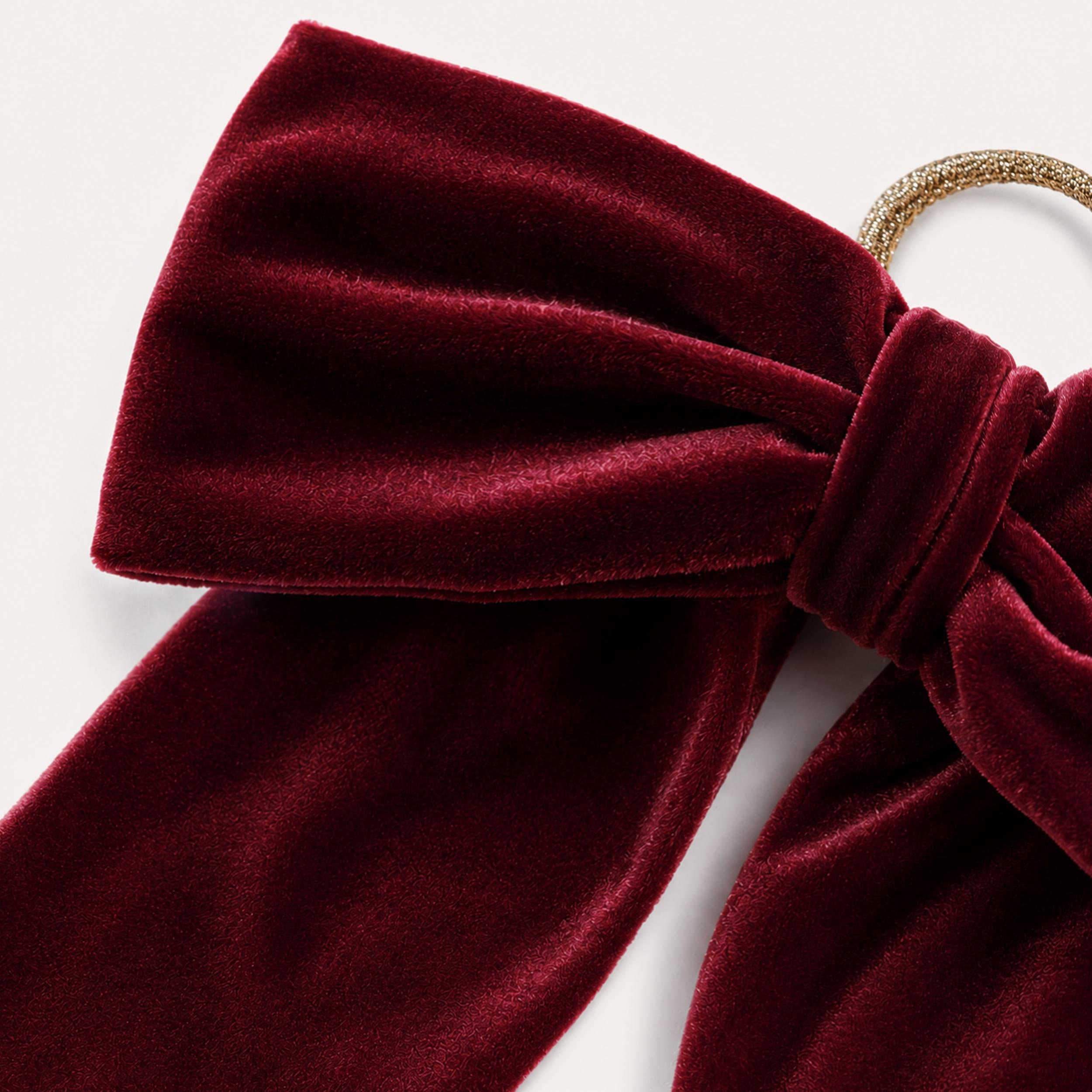 Burgundy Velvet Bow Scrunchie