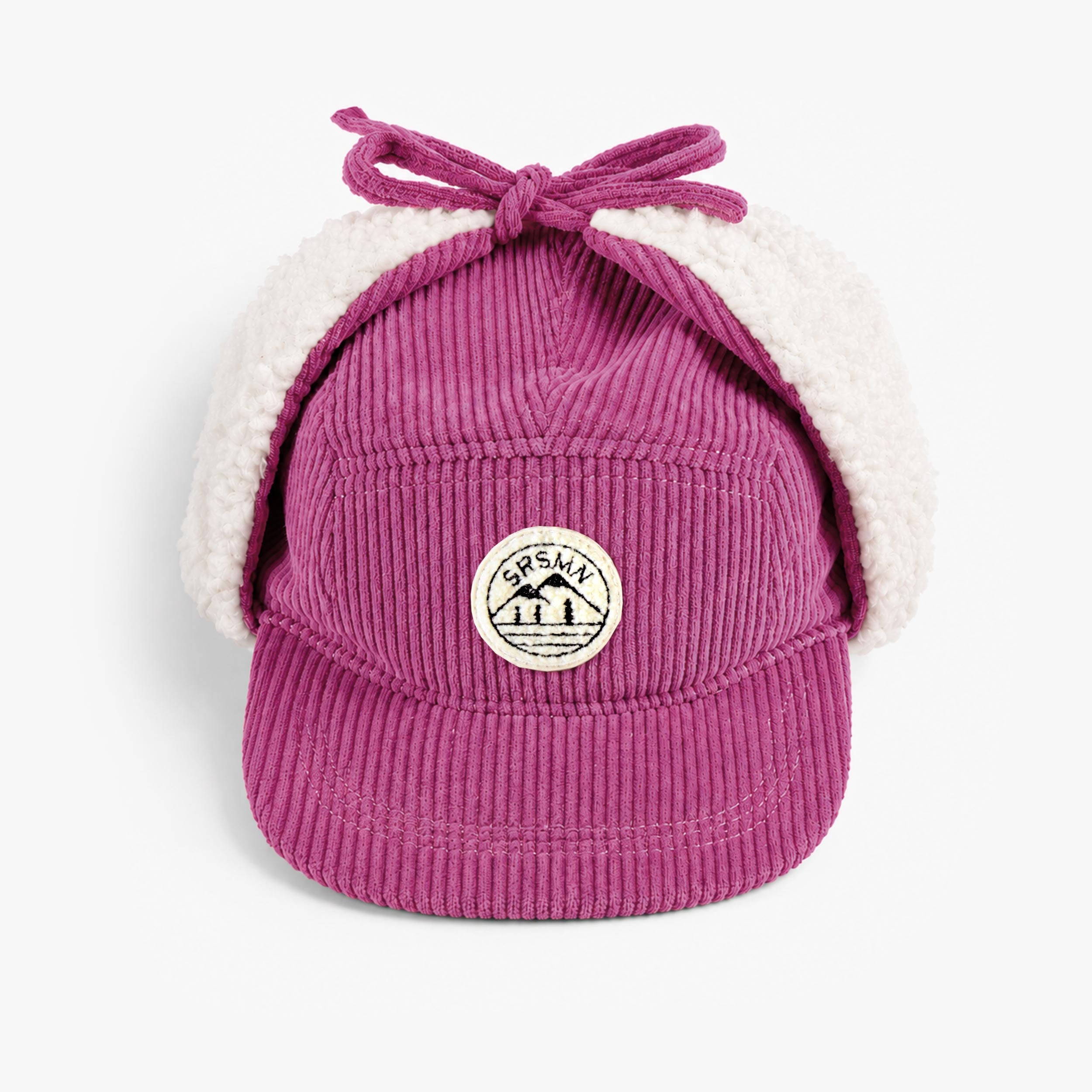 Casquette d'hiver mauve en velours côtelé, enfant