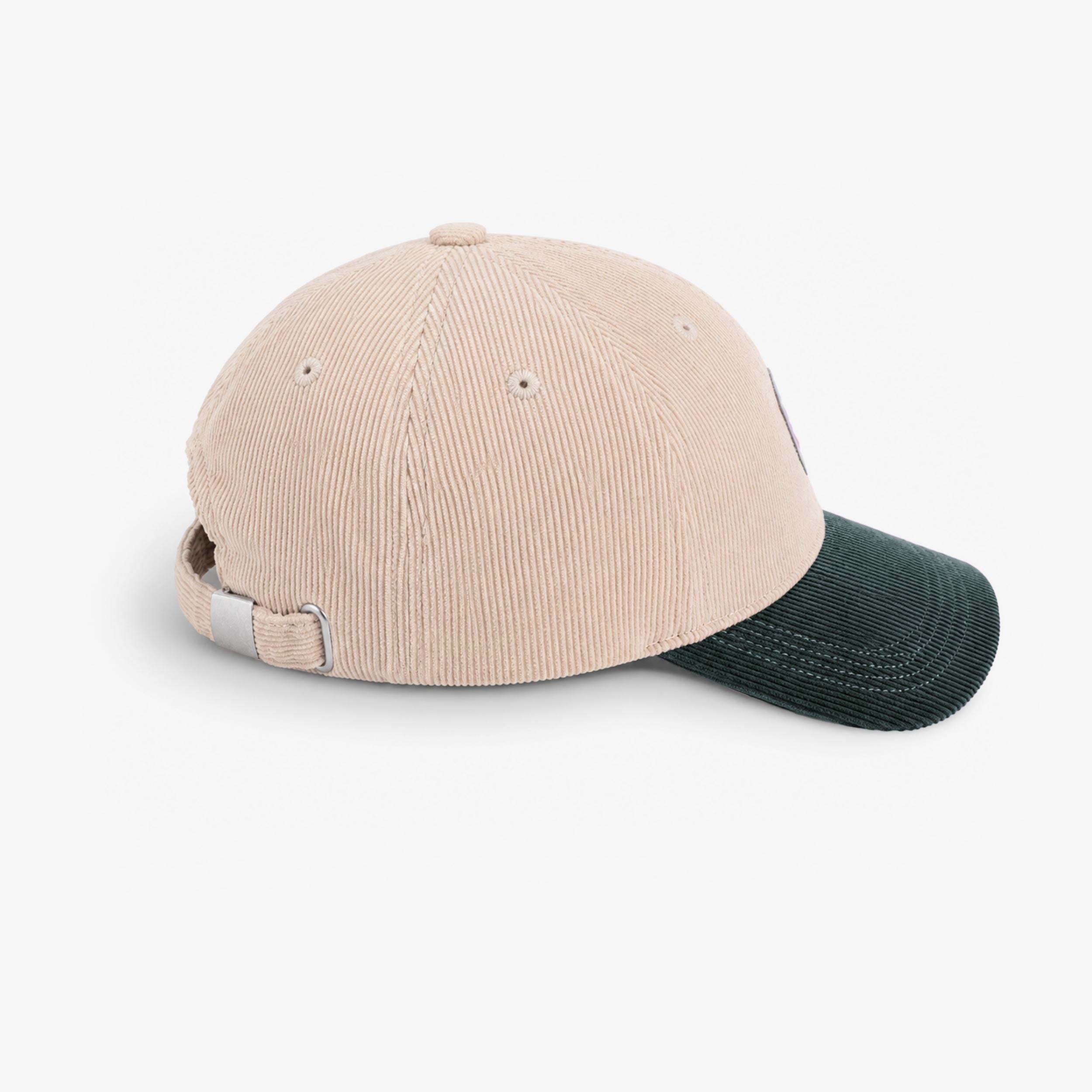 Green and beige corduroy cap, child
