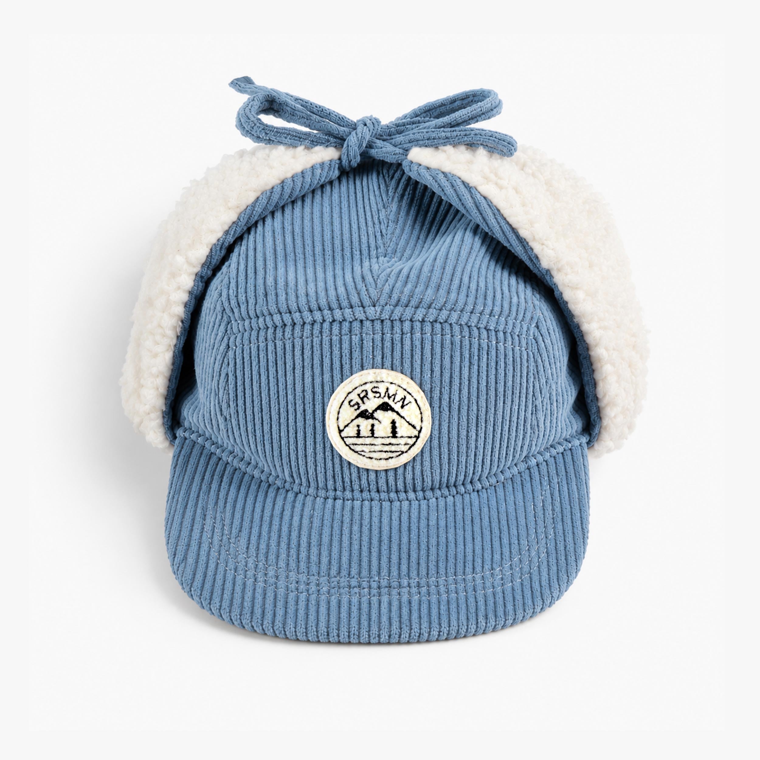 Blue corduroy winter cap, child