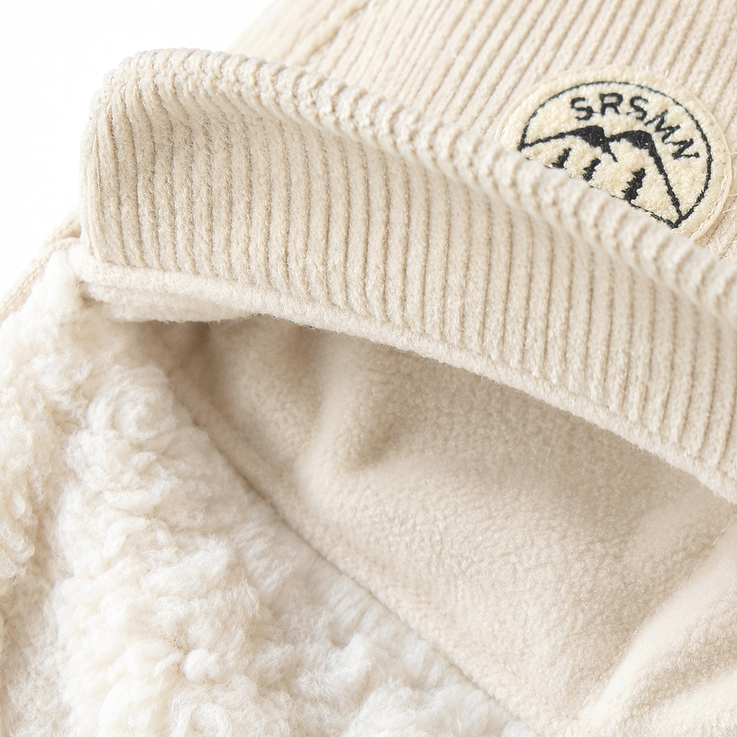 Beige corduroy winter cap, child