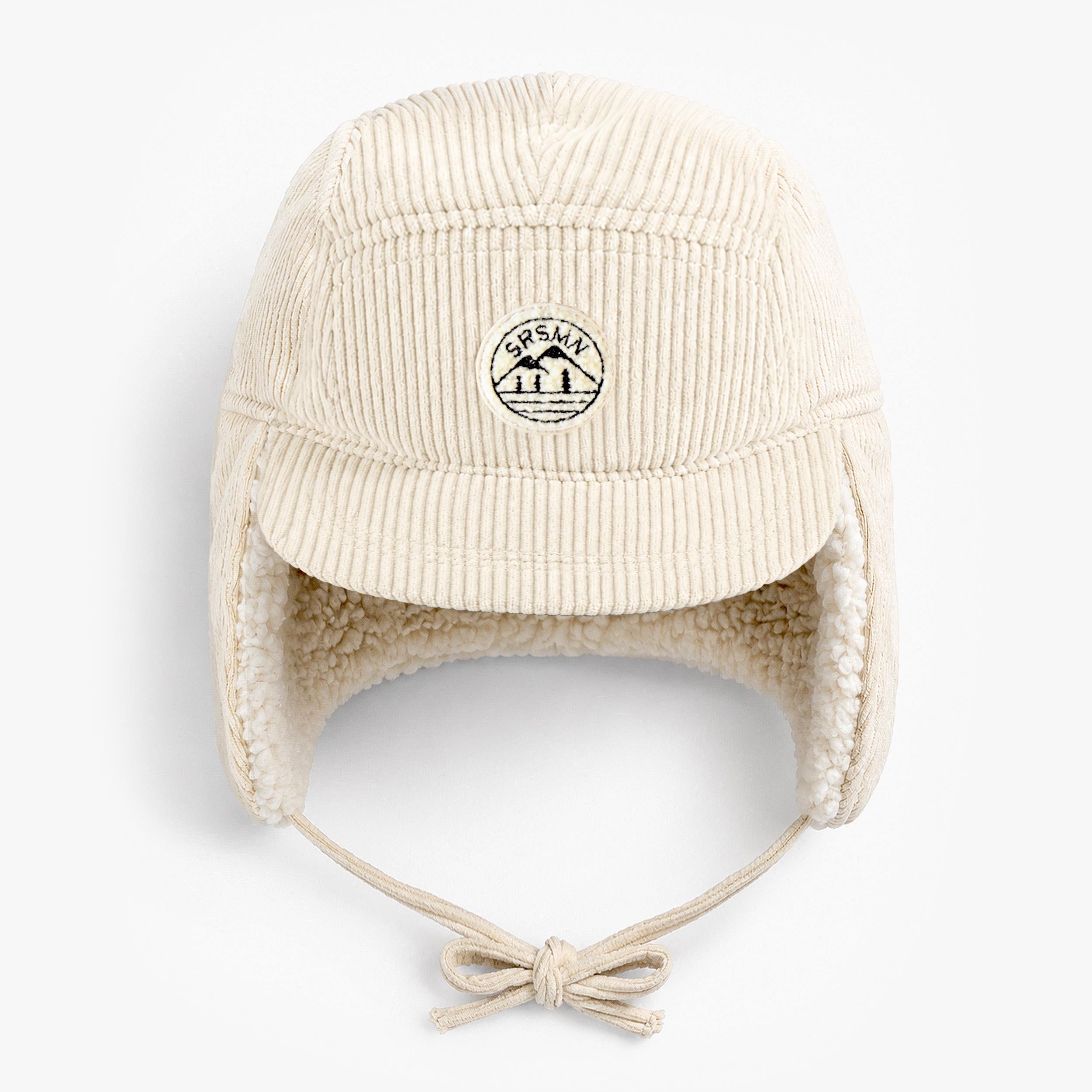 Beige corduroy winter cap, child