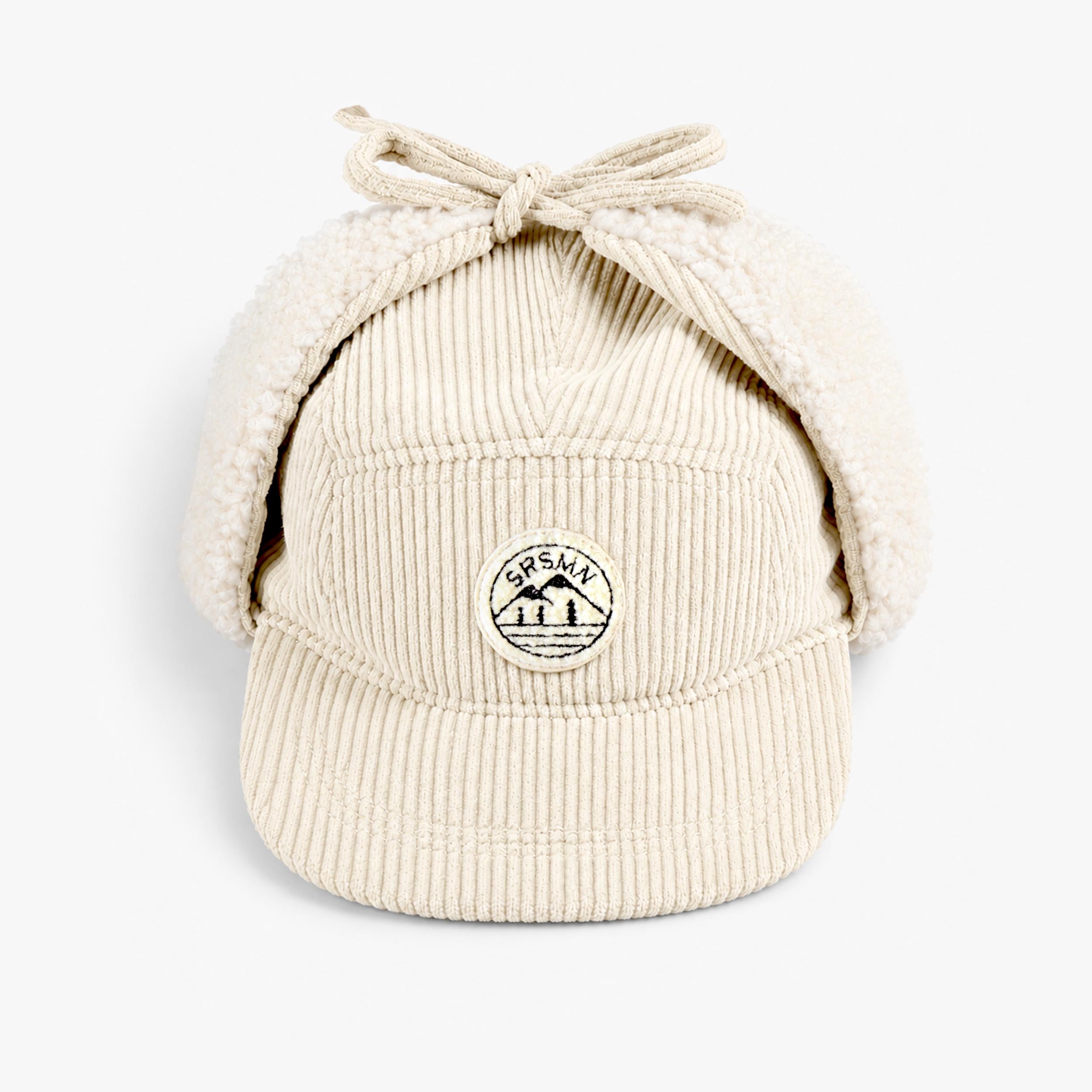 Beige corduroy winter cap, child