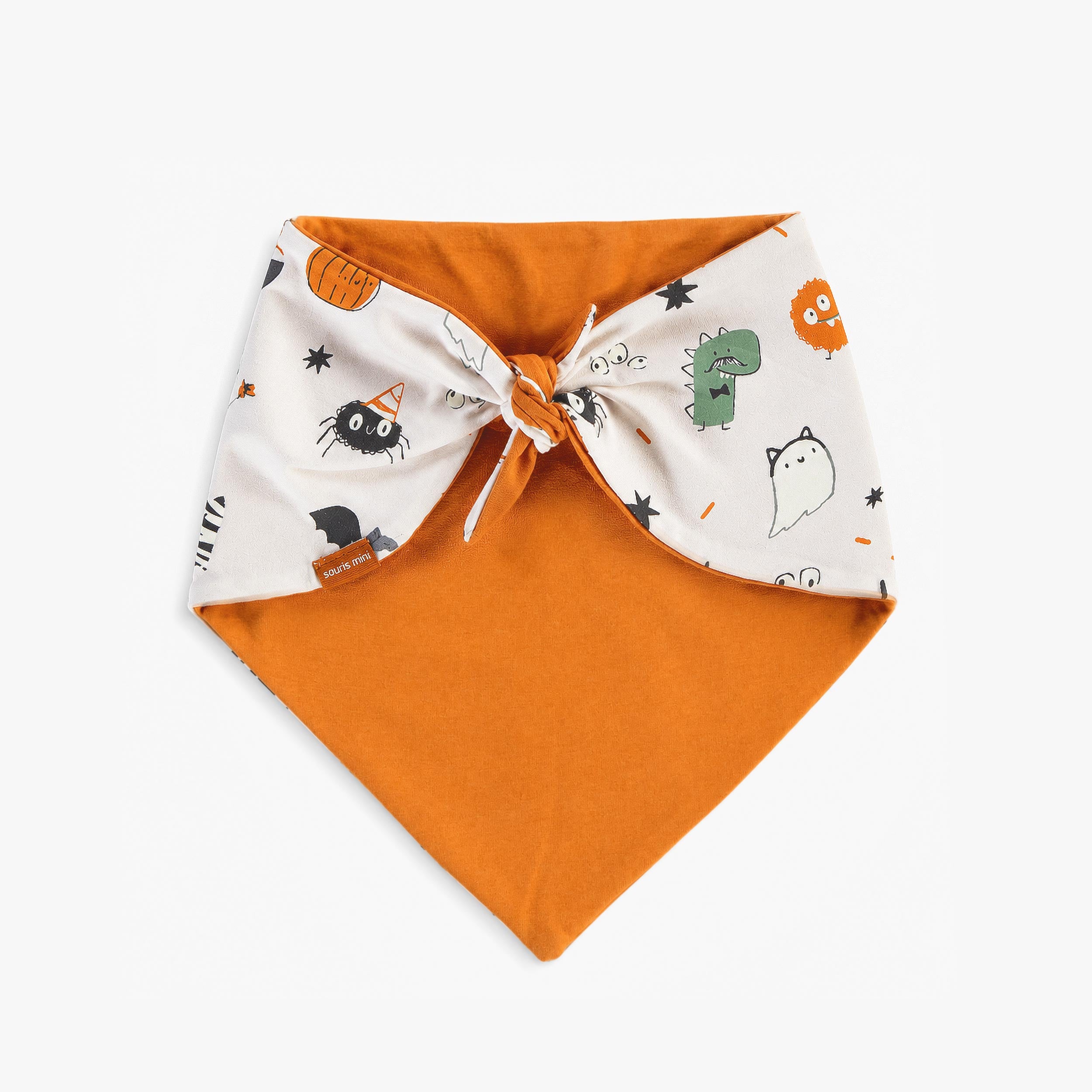 Foulard réversible orange à imprimé d’Halloween pour chien