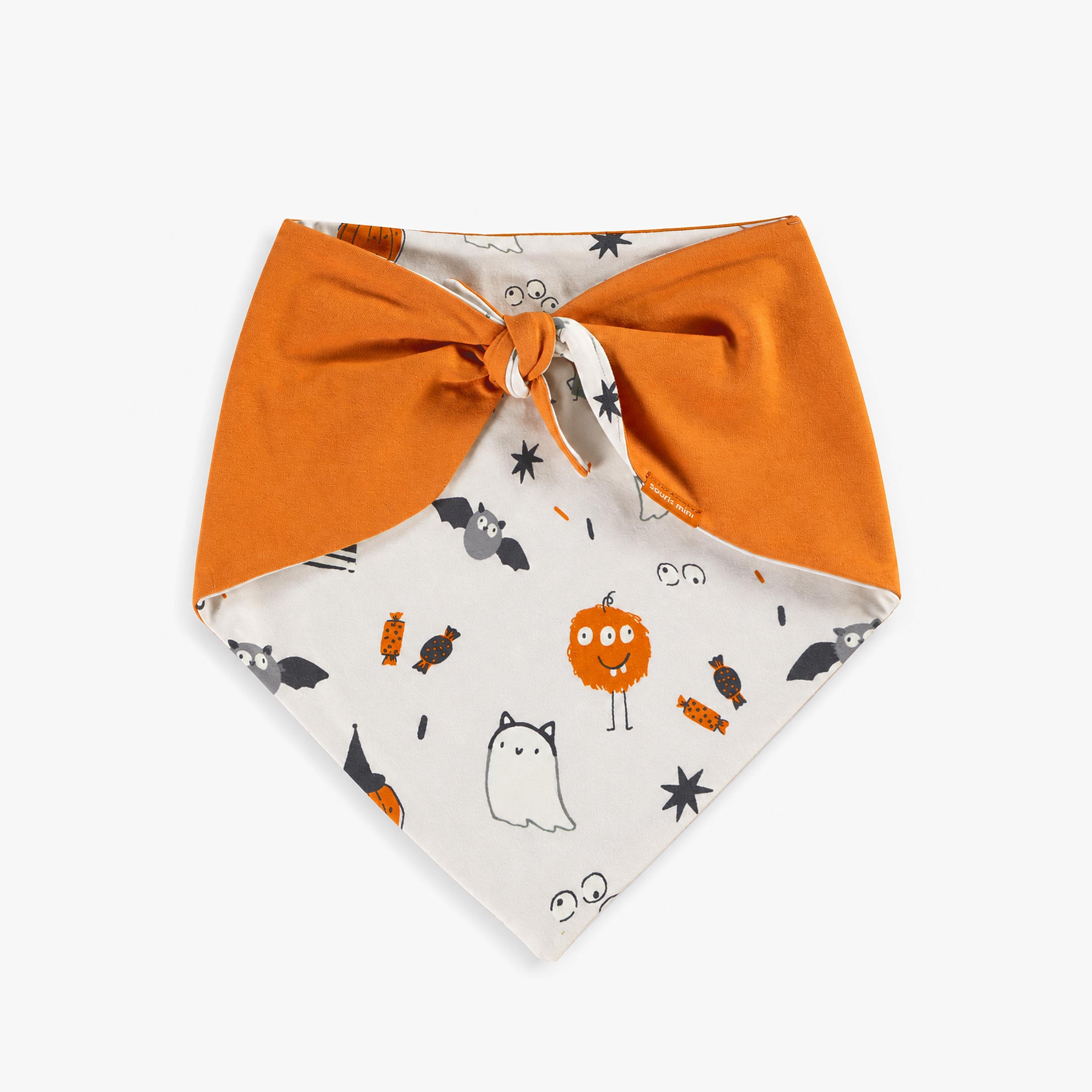 Foulard réversible orange à imprimé d’Halloween pour chien