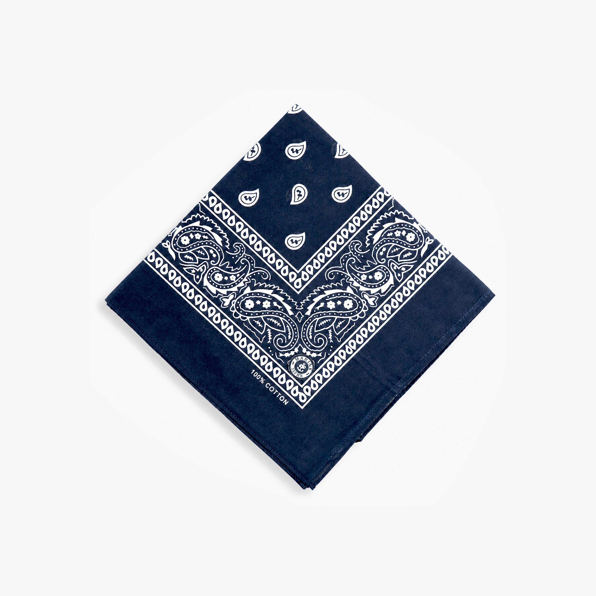 Navy blue bandana print scarf